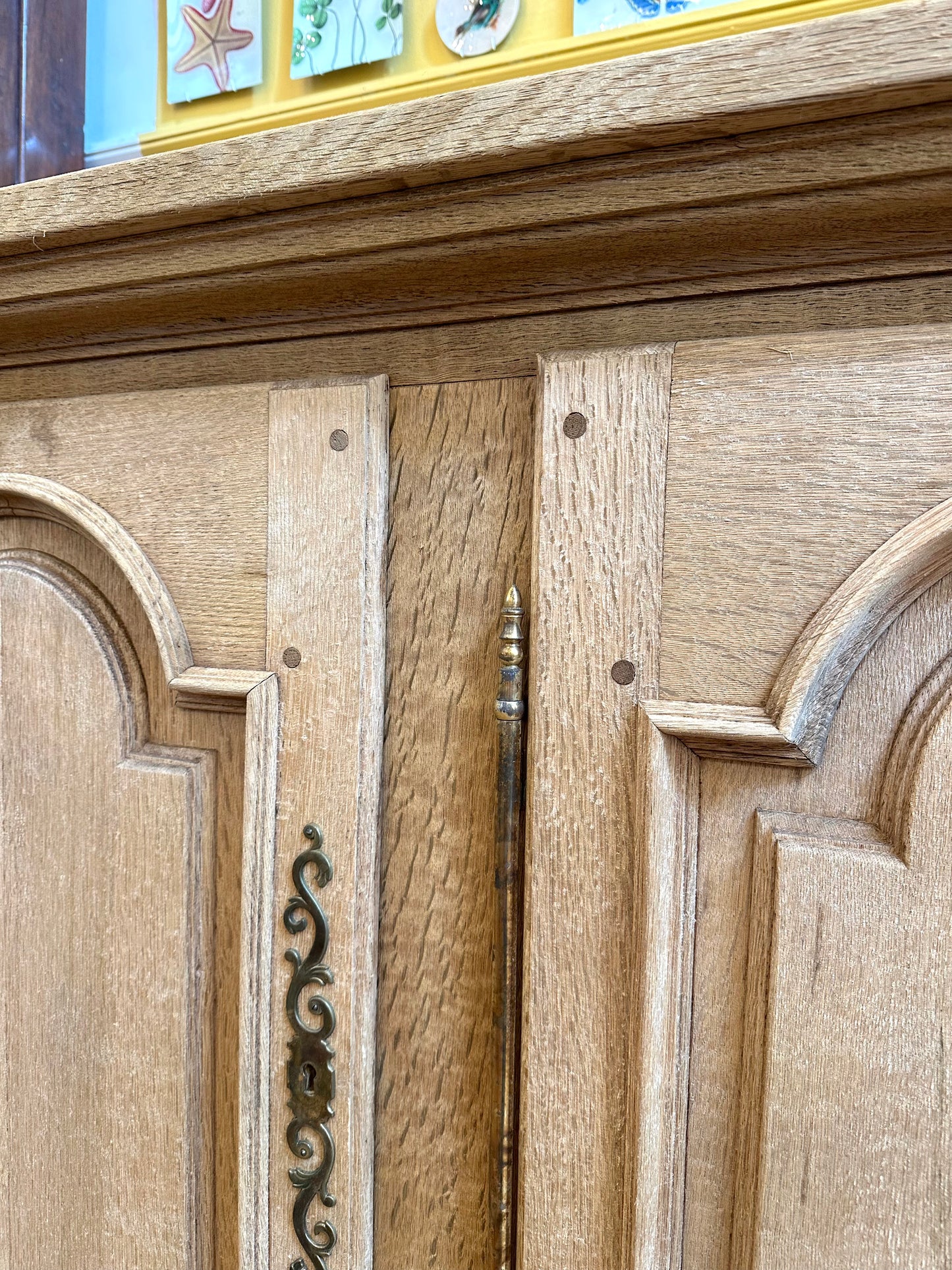 Antique French Solid Oak Four Door Sideboard