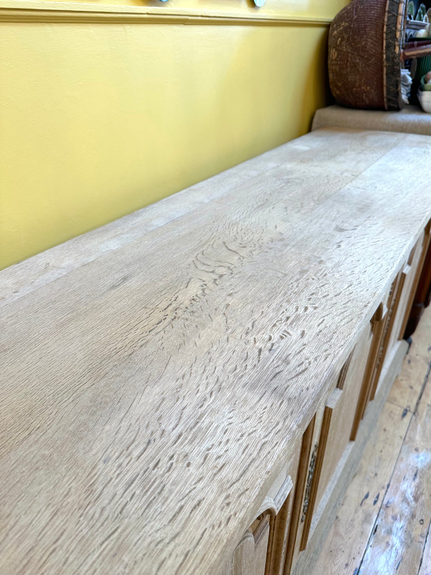 Antique French Solid Oak Four Door Sideboard