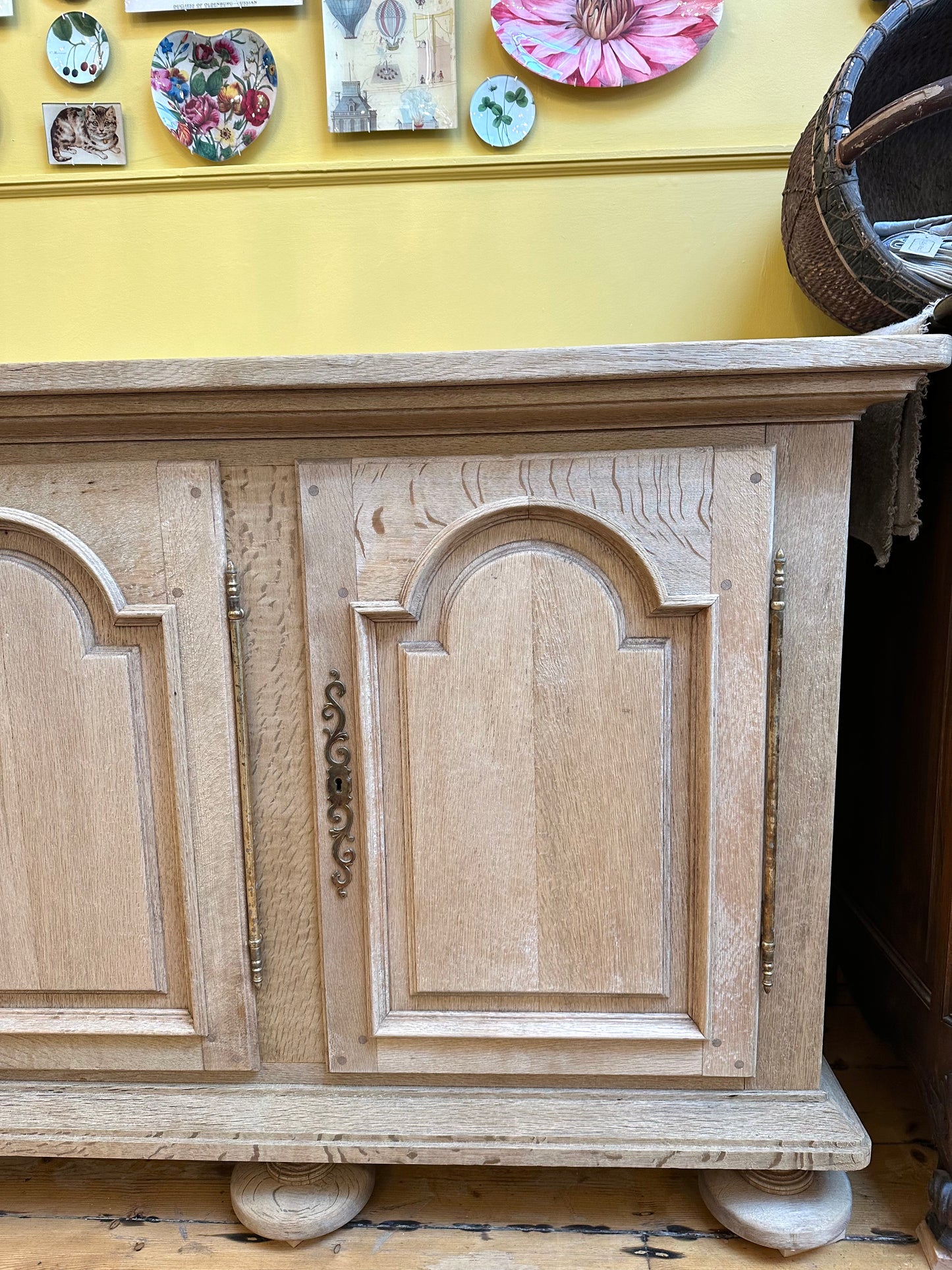 Antique French Solid Oak Four Door Sideboard