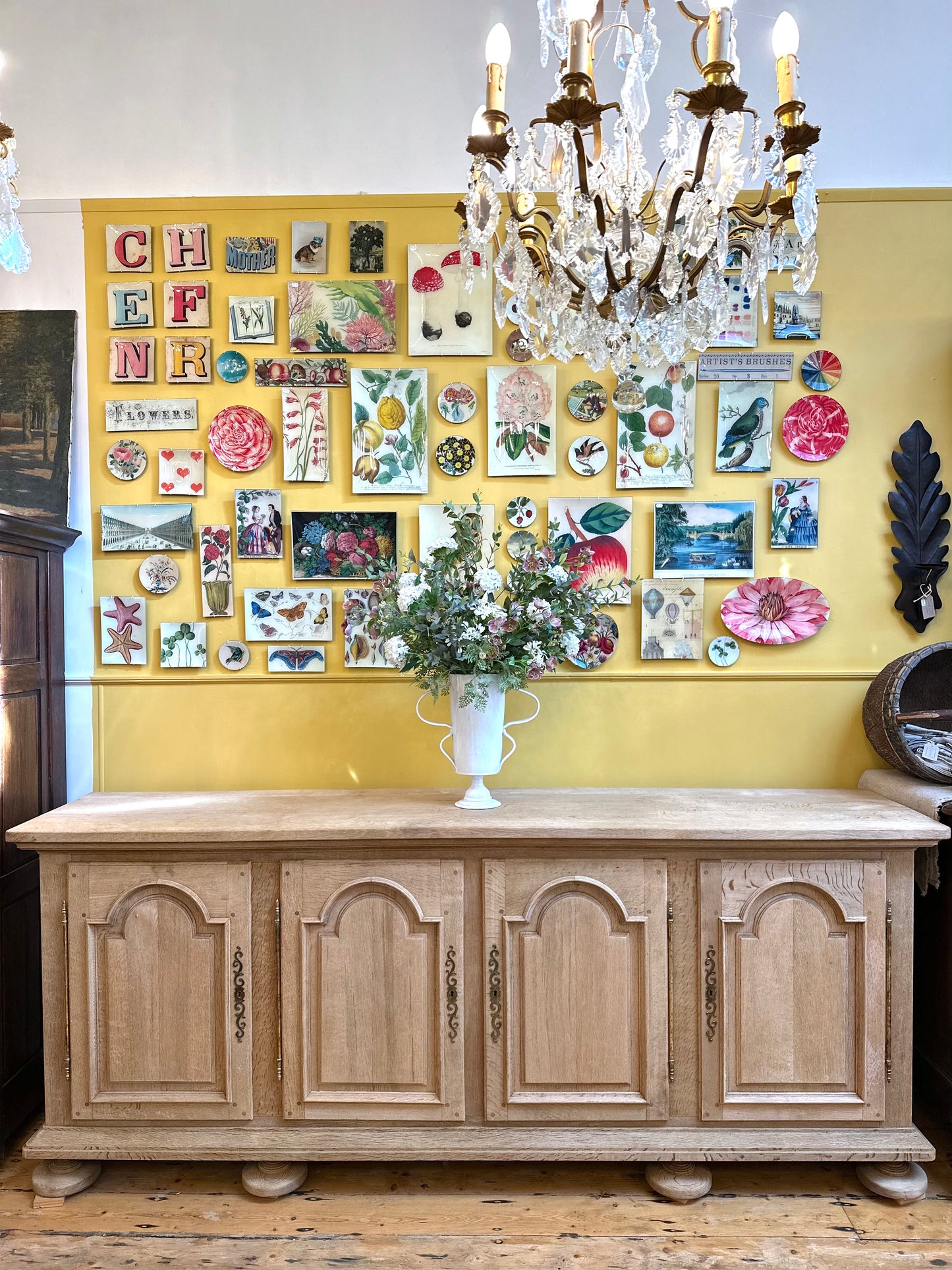 Antique French Solid Oak Four Door Sideboard