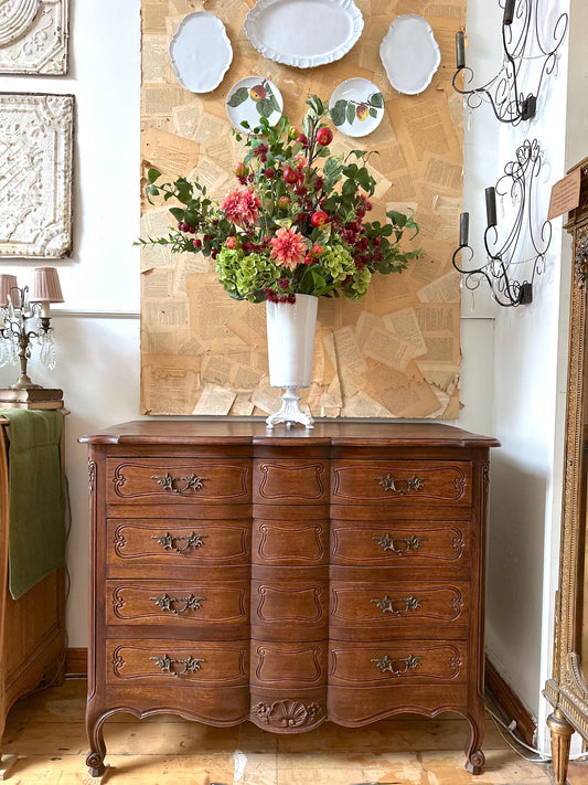 Antique French Oak 4 Drawer Commode