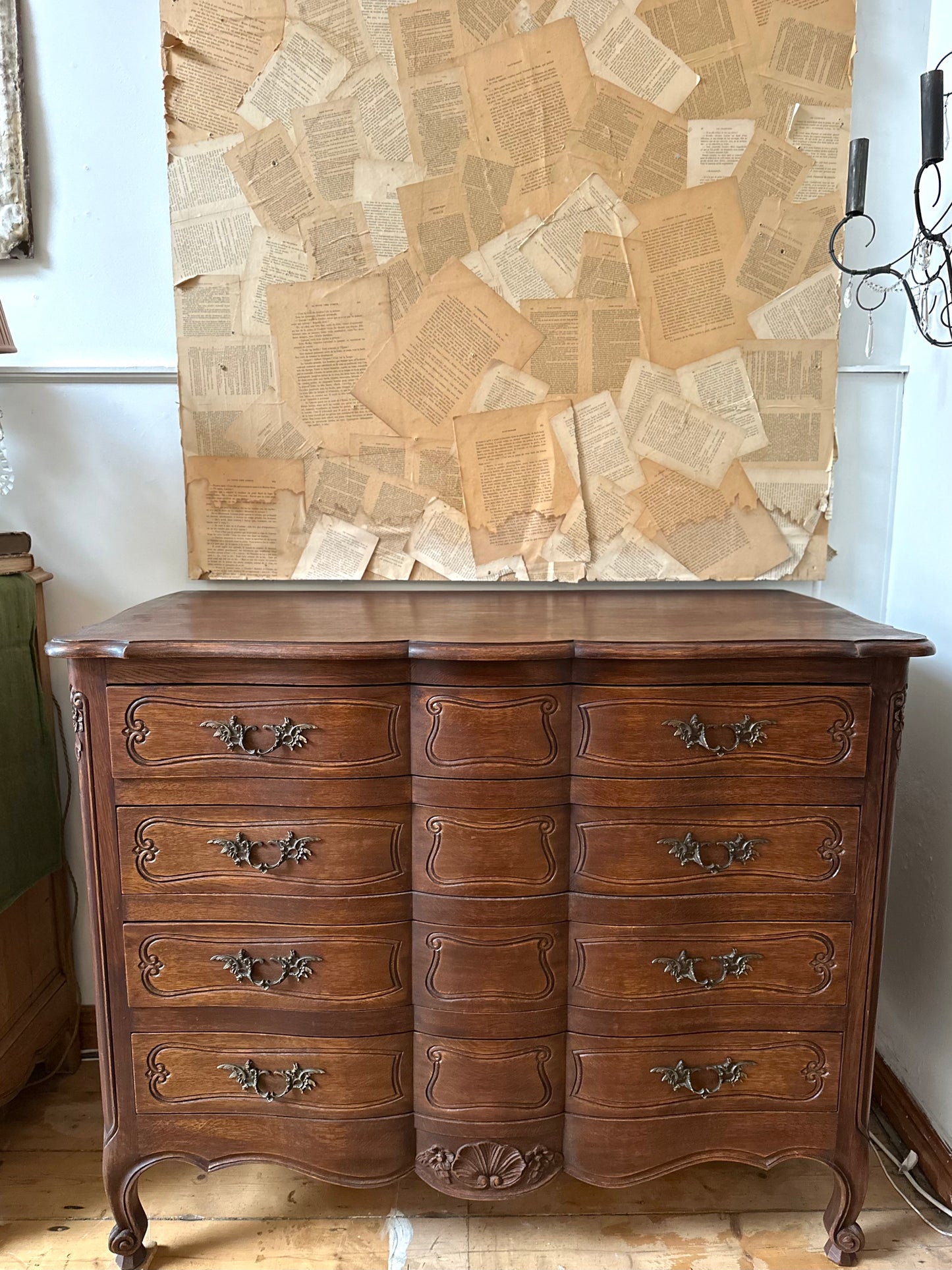 Antique French Oak 4 Drawer Commode