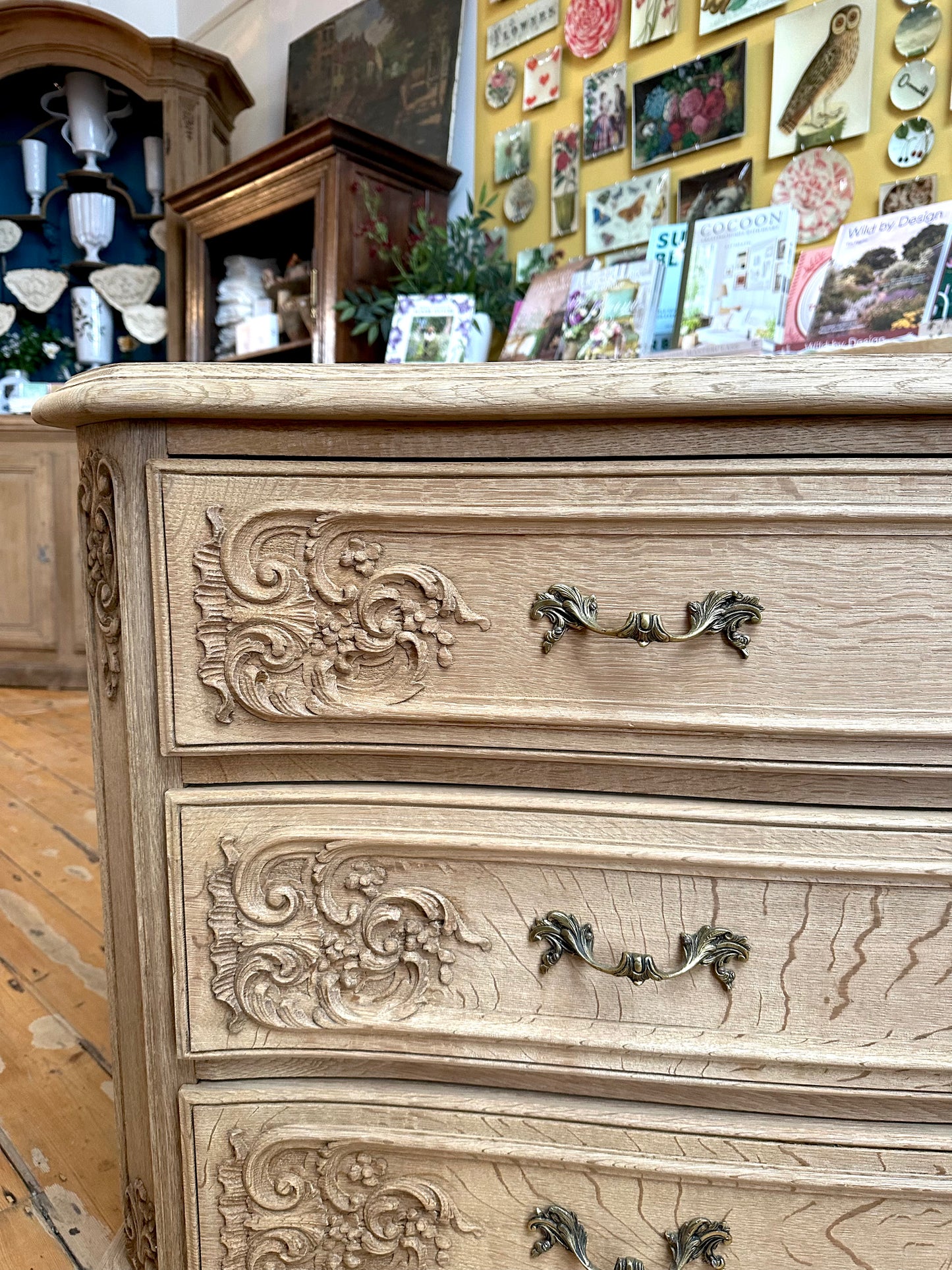 Antique French Solid Oak 3 Drawer Commode