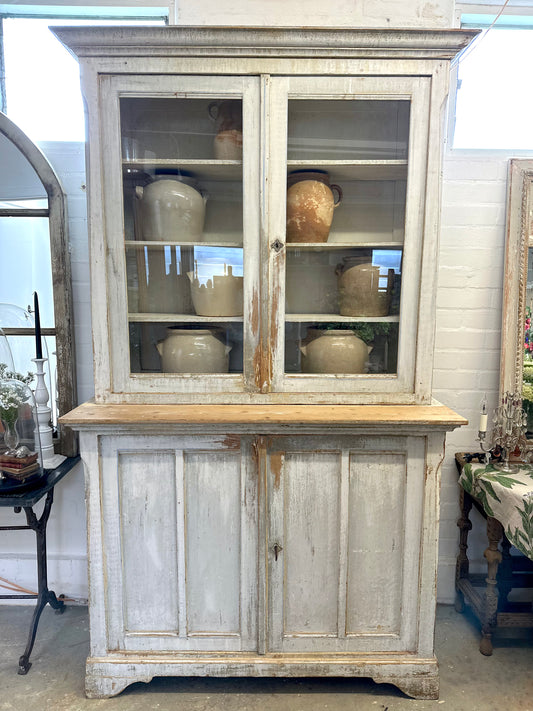 Antique French Rustic Painted Vitrine