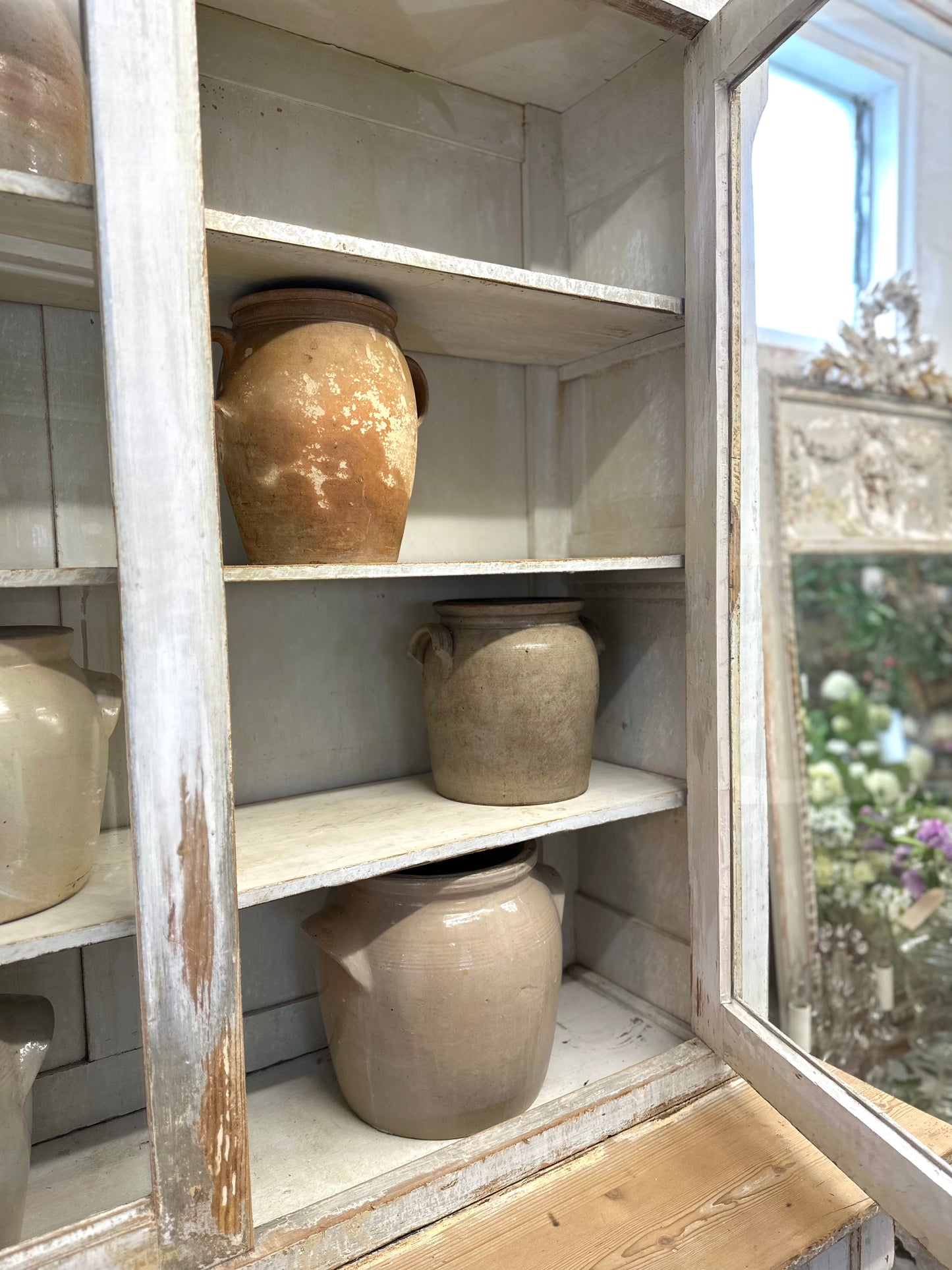 Antique French Rustic Painted Vitrine