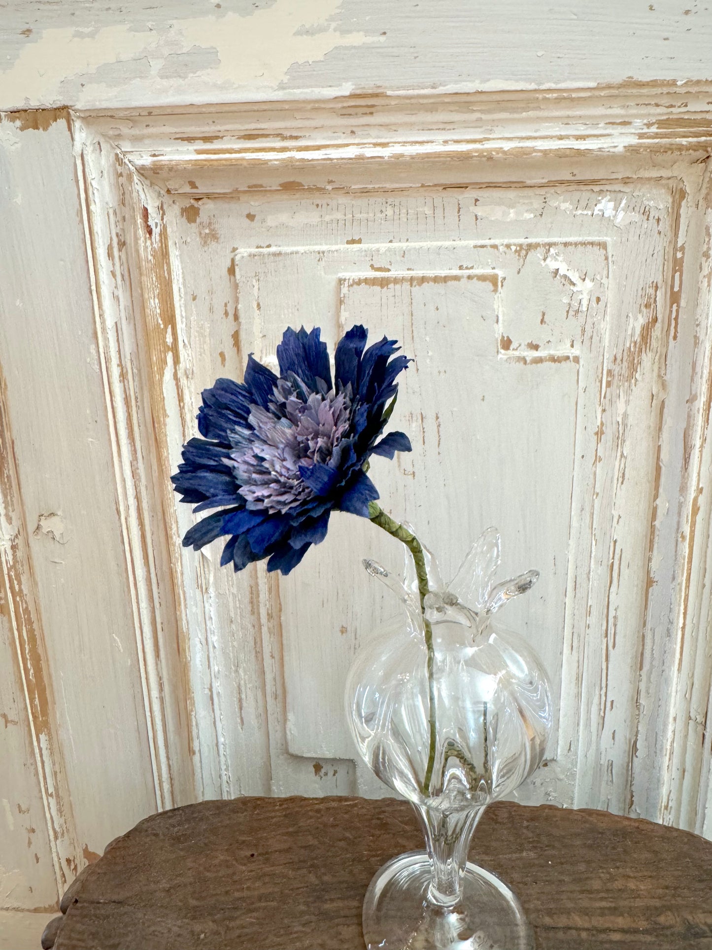 Delicate Handmade Paper Flowers - Deep Purple Scabiosa