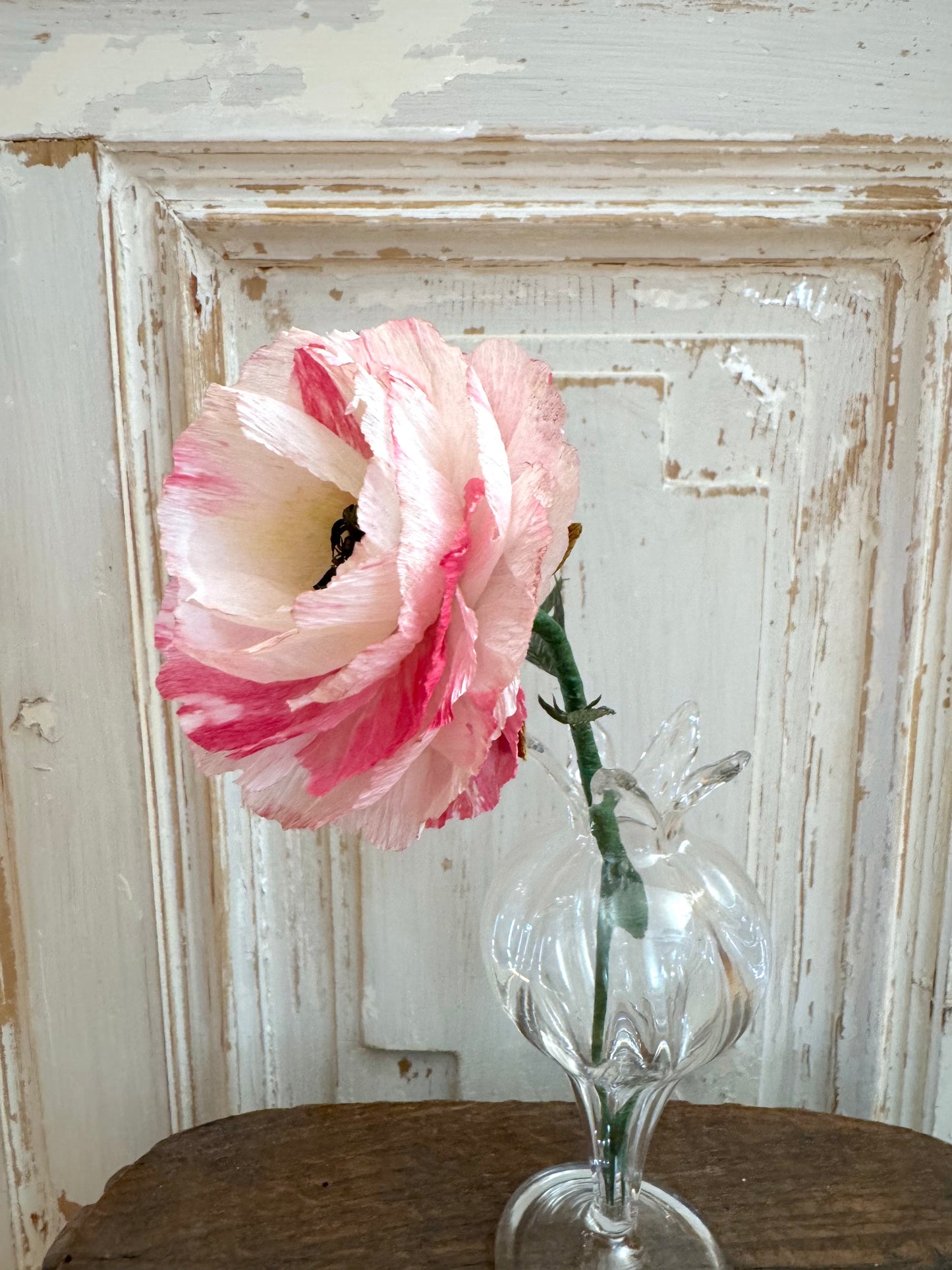 Delicate Handmade Paper Flowers - Pale Pink Ranunculus