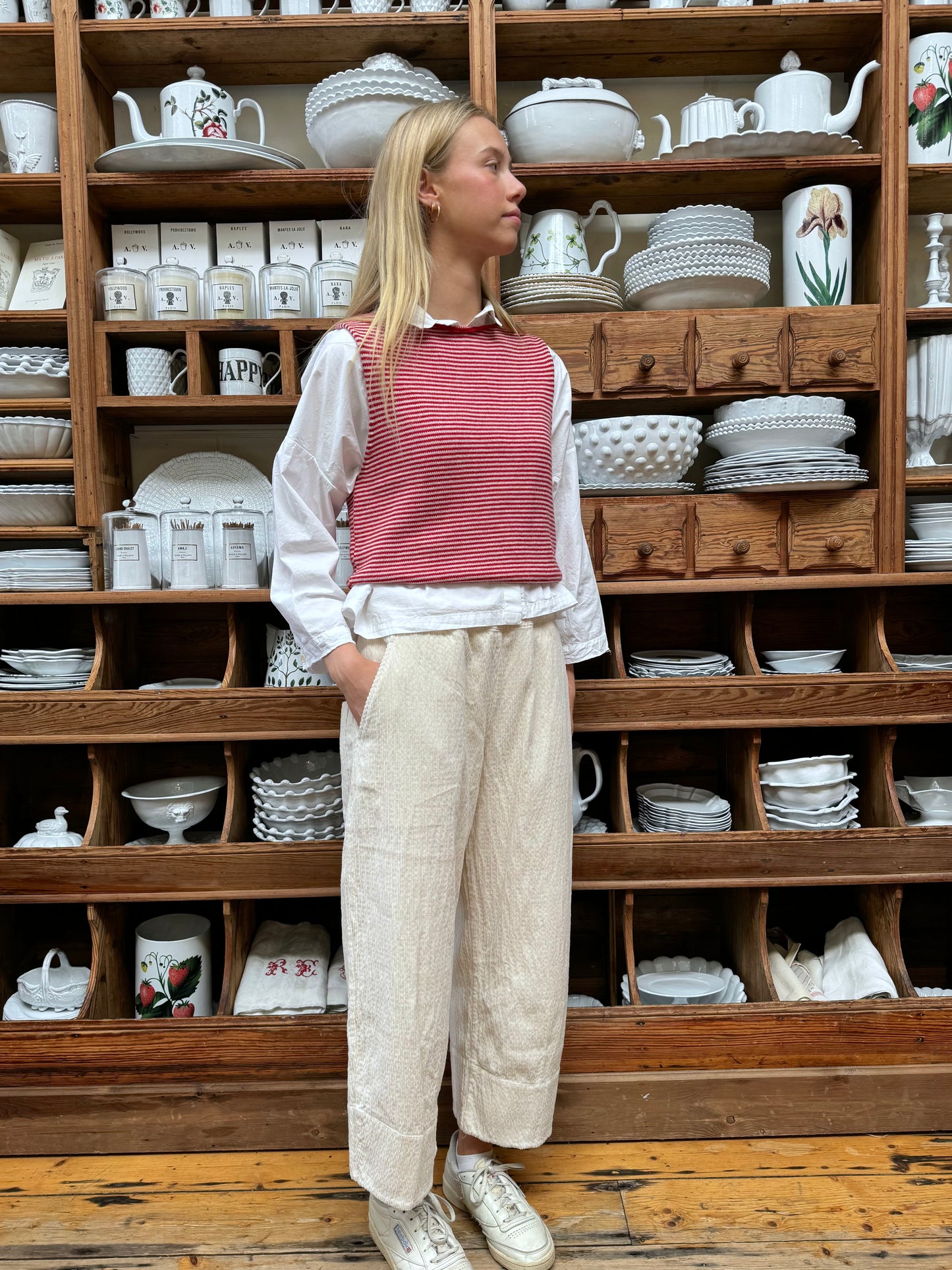 Aequamente Velvet Cord Pants - Cream