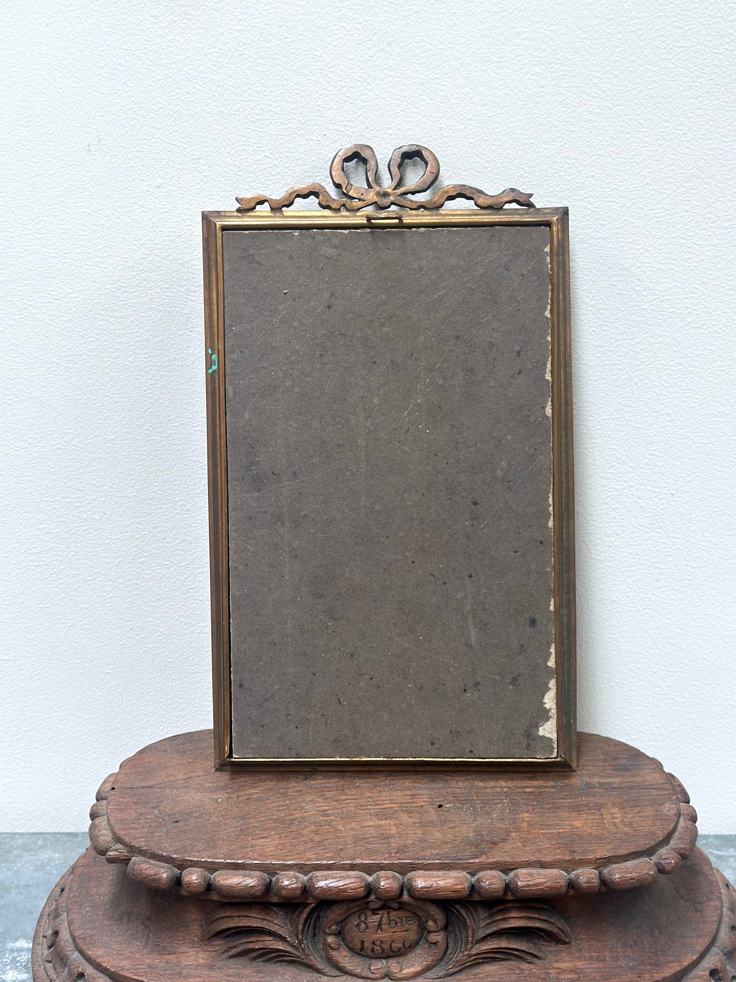 Antique French Large Brass Photo Frame with Bow