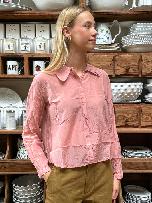 Sula Button Up Blouse - Rose Tan