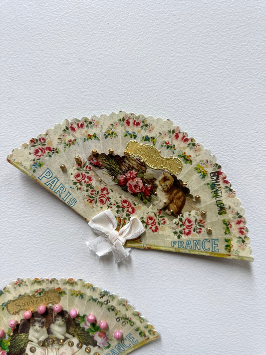 Antique French Set of Bead Sample Cards with Cats