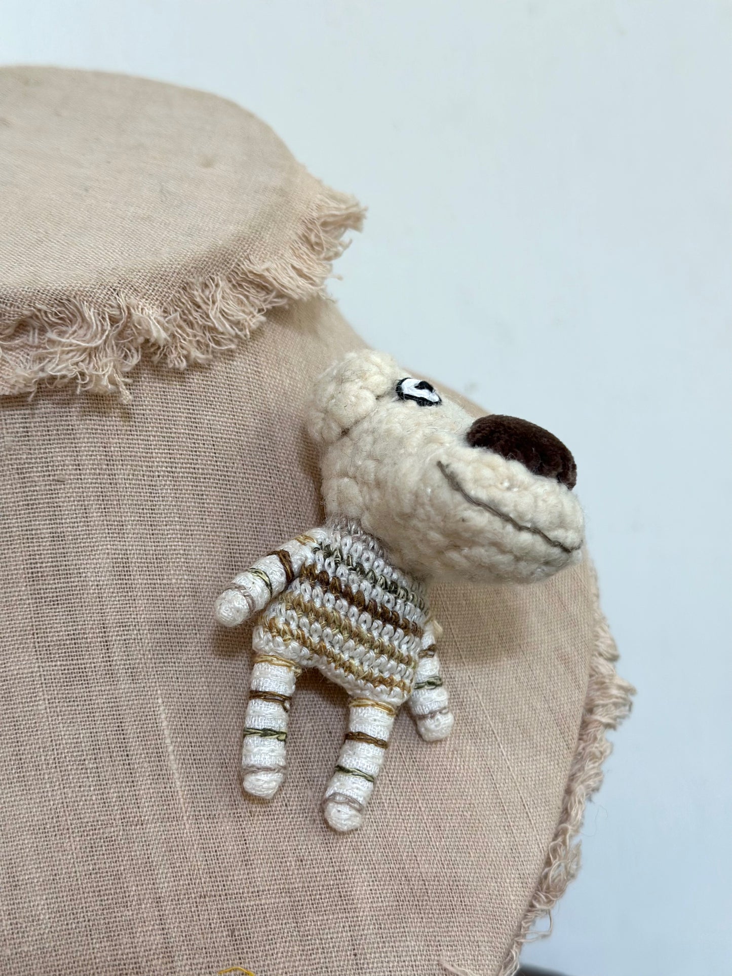 Sophie Digard Linen And Wool Brooch 'Howard'