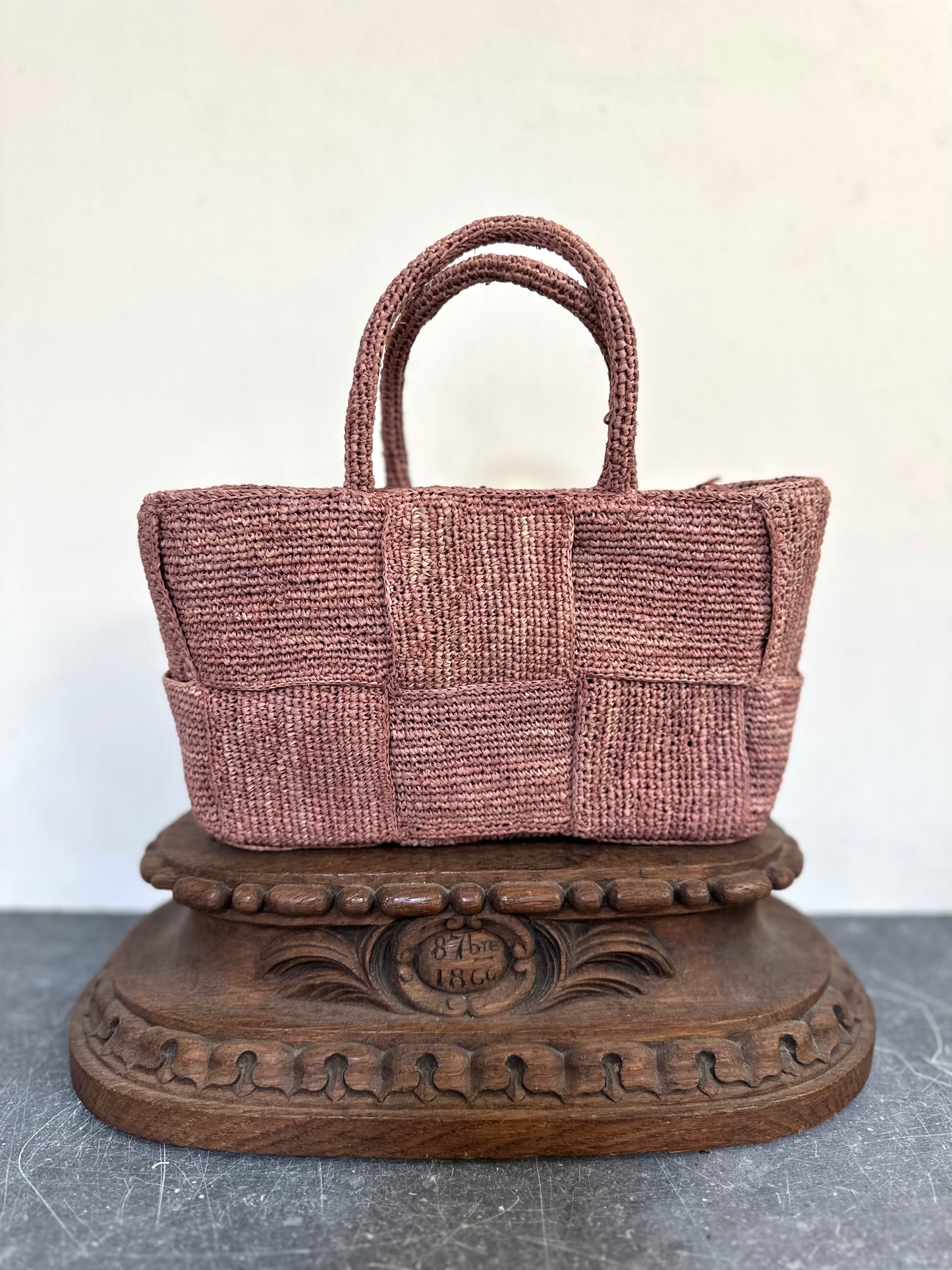 Sophie Digard Small Raffia Woven Handbag - Pink
