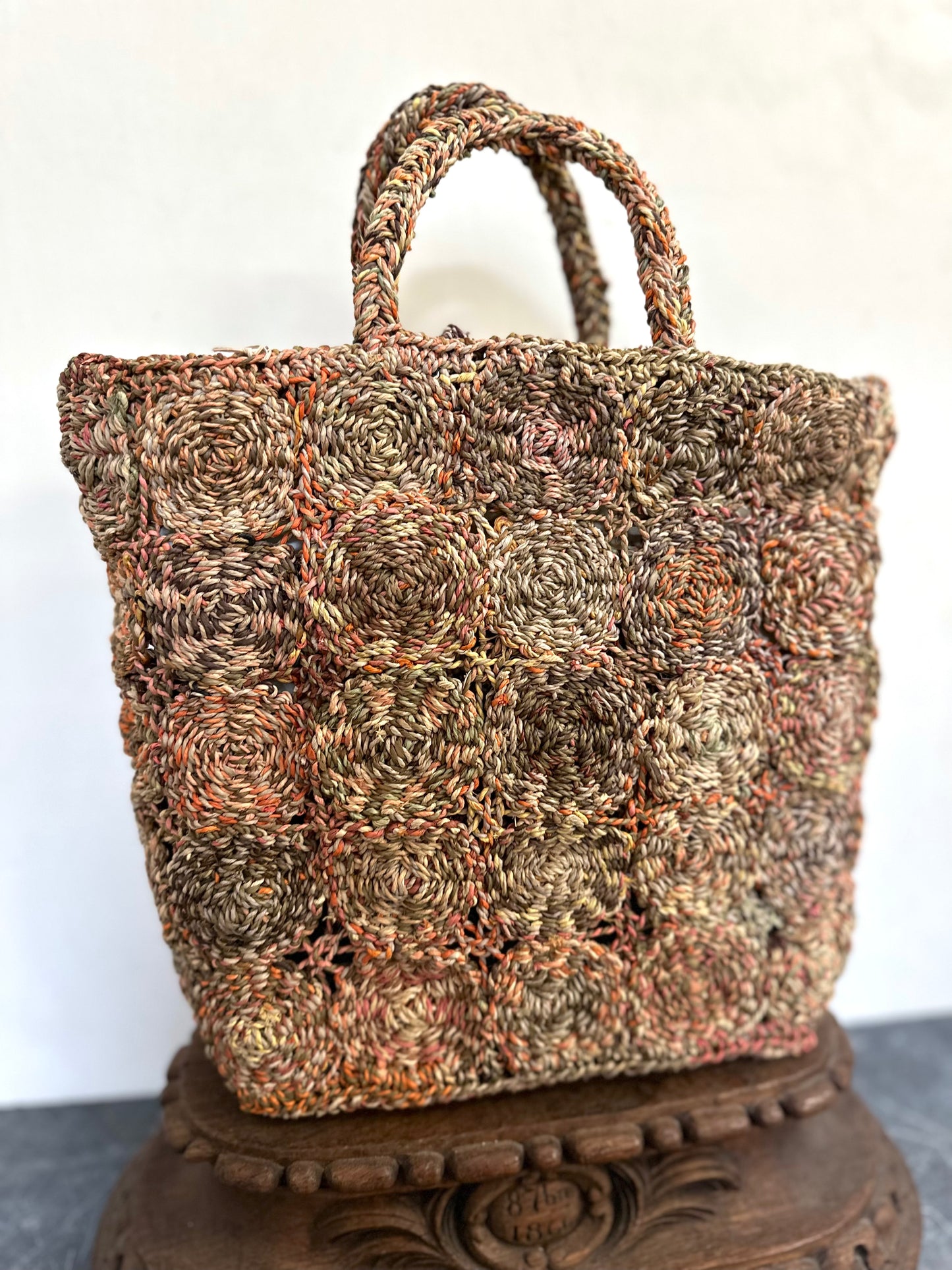 Sophie Digard Medium Raffia Bag Spring Circles