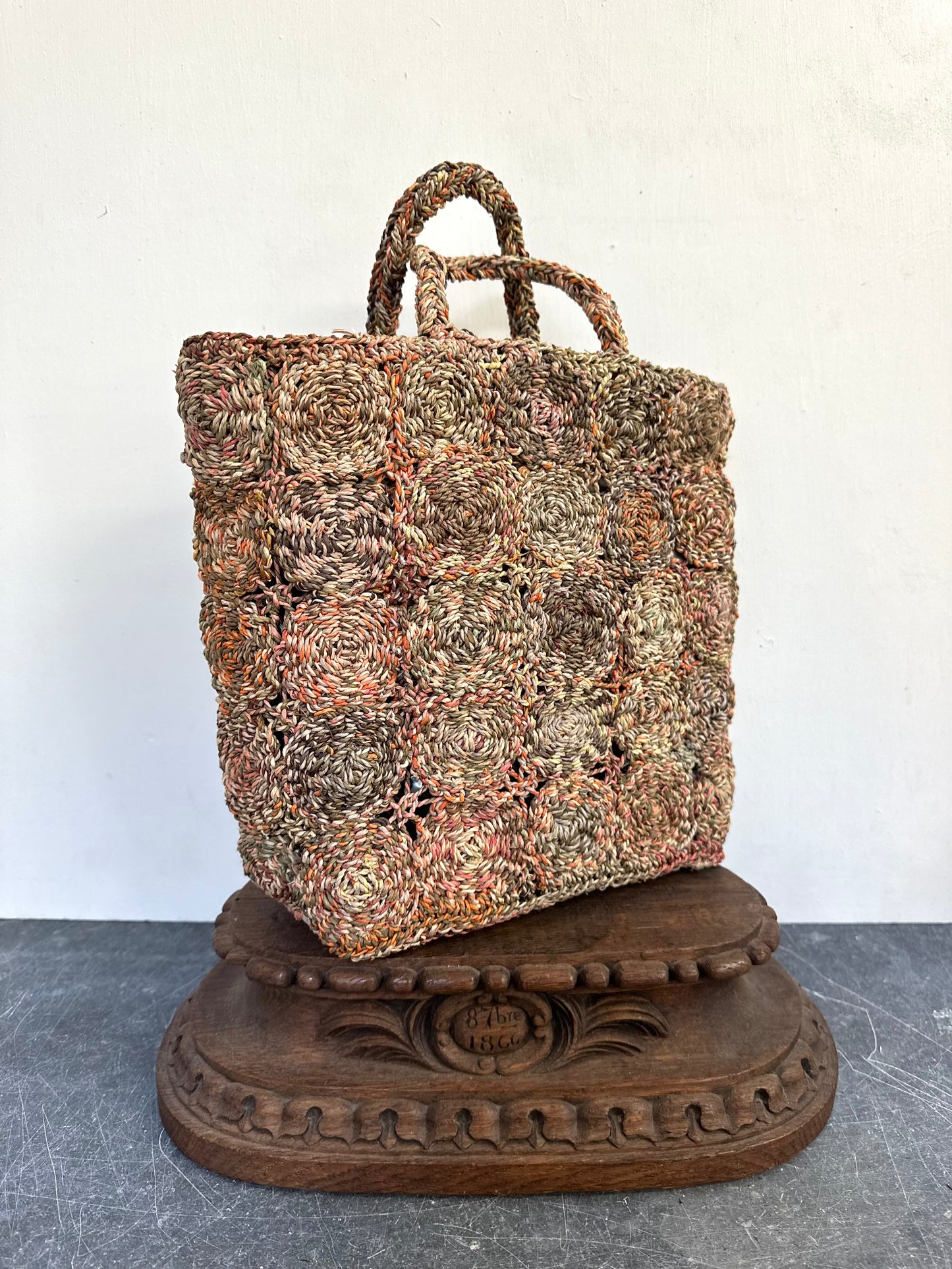 Sophie Digard Medium Raffia Bag Spring Circles