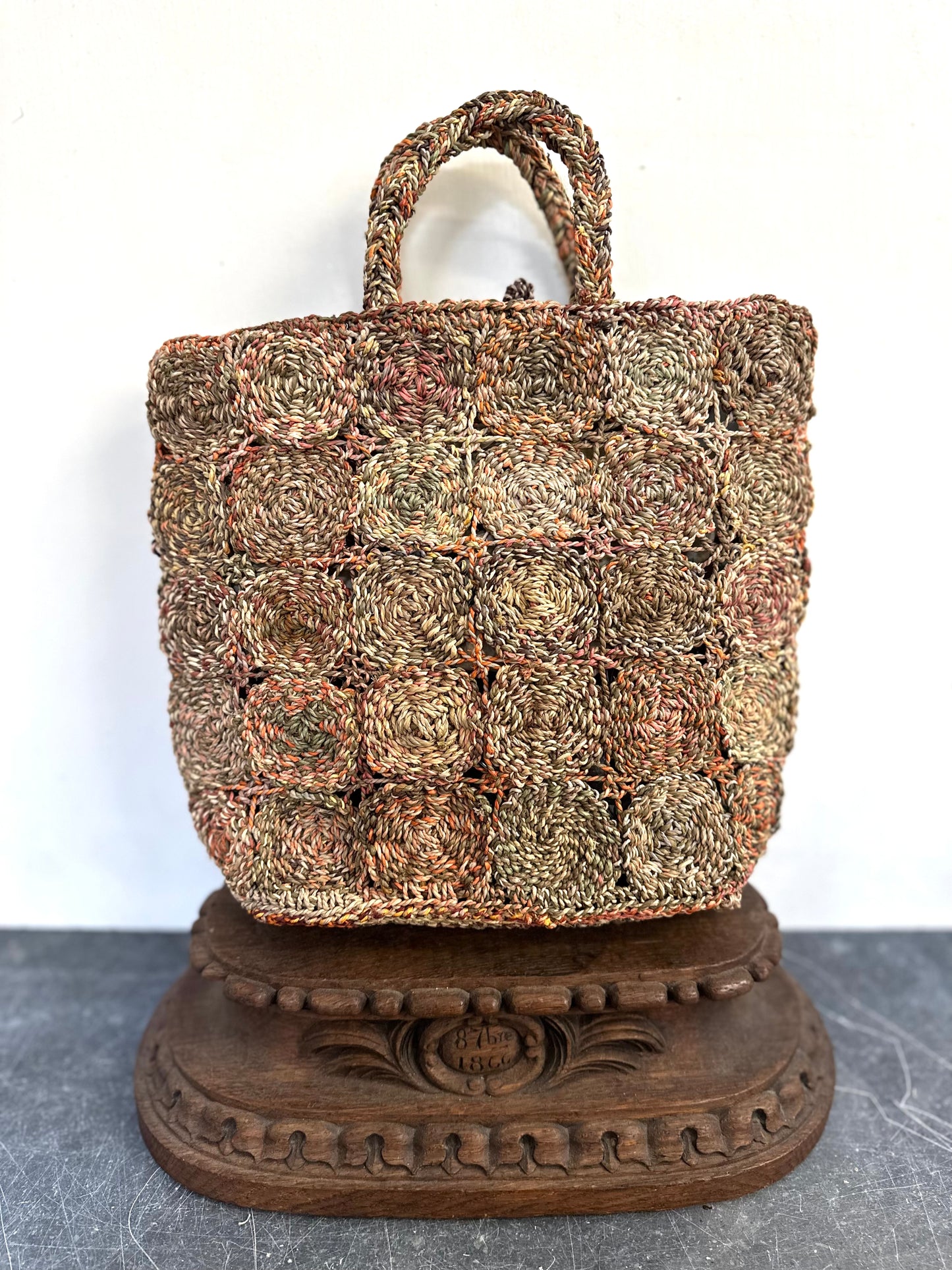 Sophie Digard Medium Raffia Bag Spring Circles