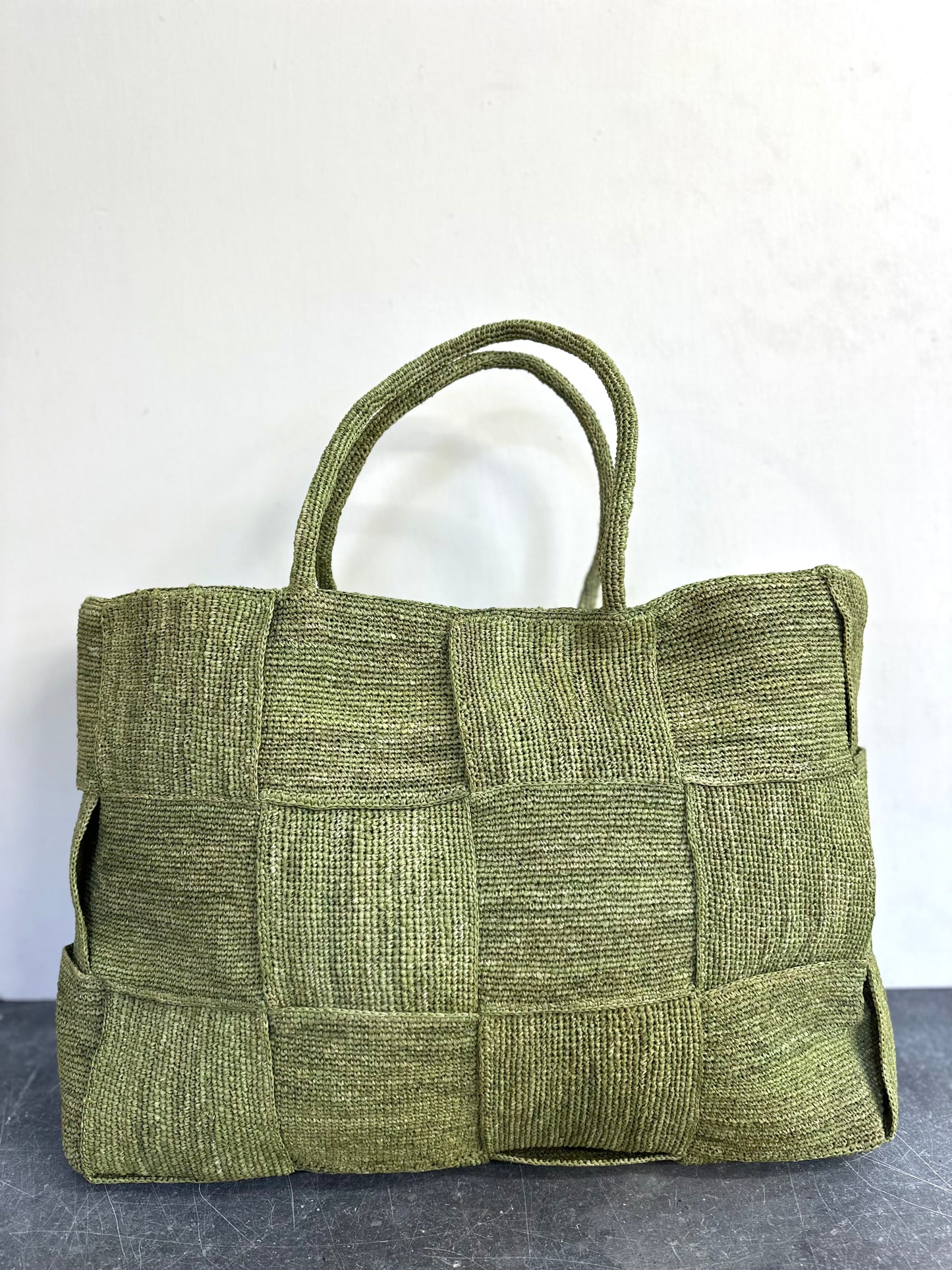 Sophie Digard Large Raffia Woven Bag - Green