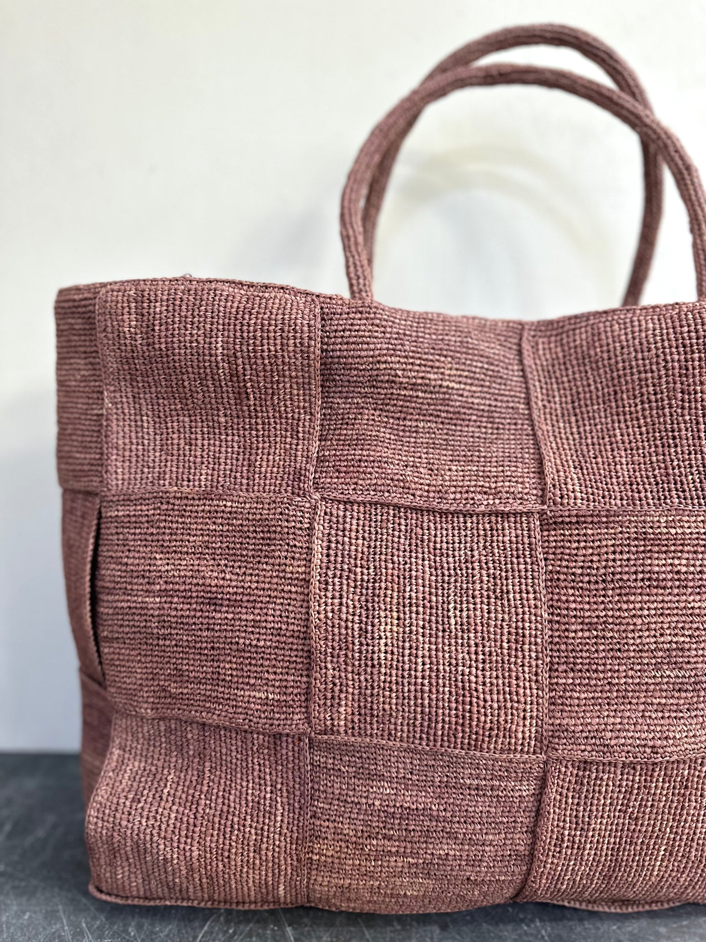 Sophie Digard Large Raffia Woven Bag - Pink