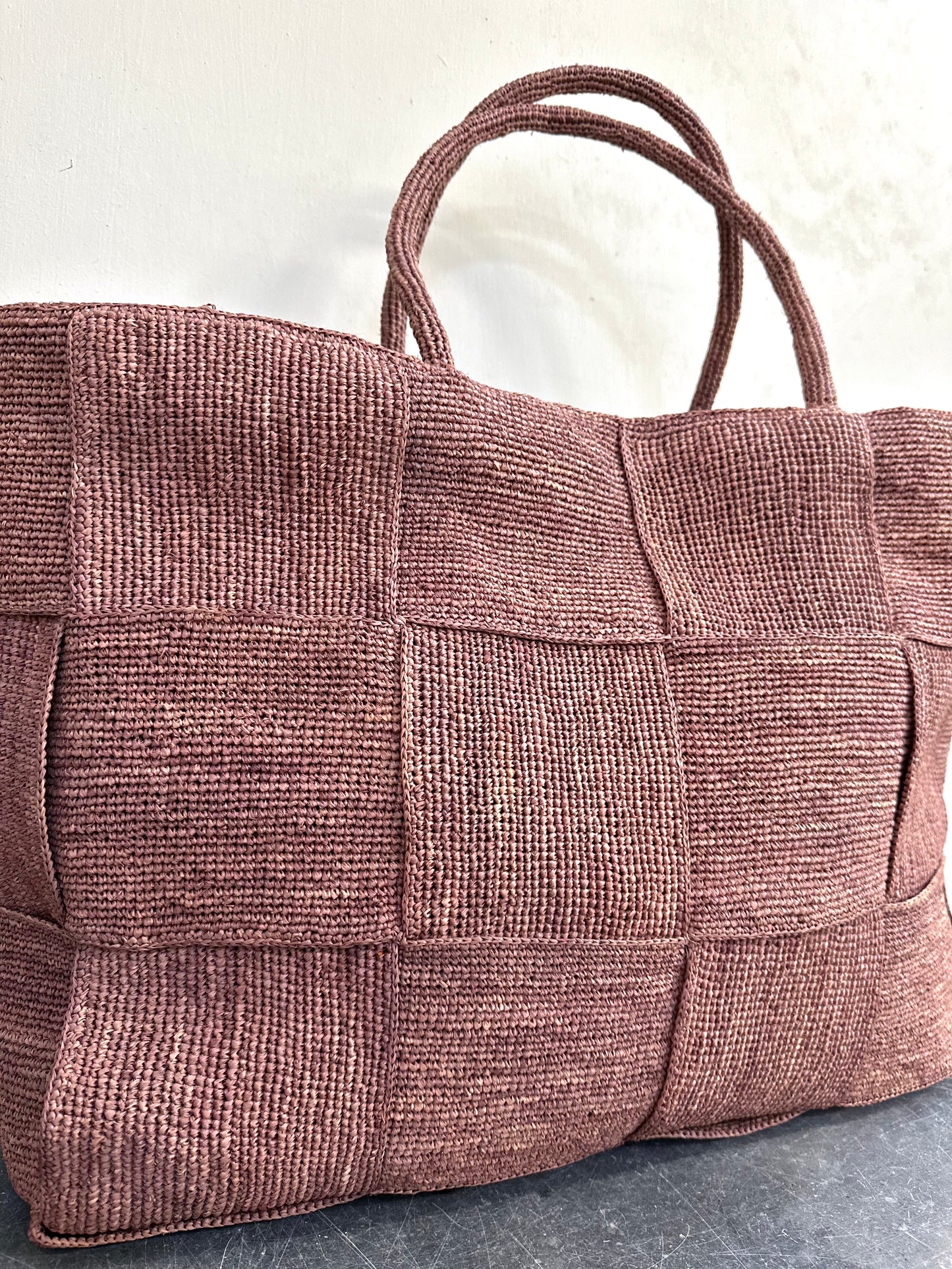Sophie Digard Large Raffia Woven Bag - Pink