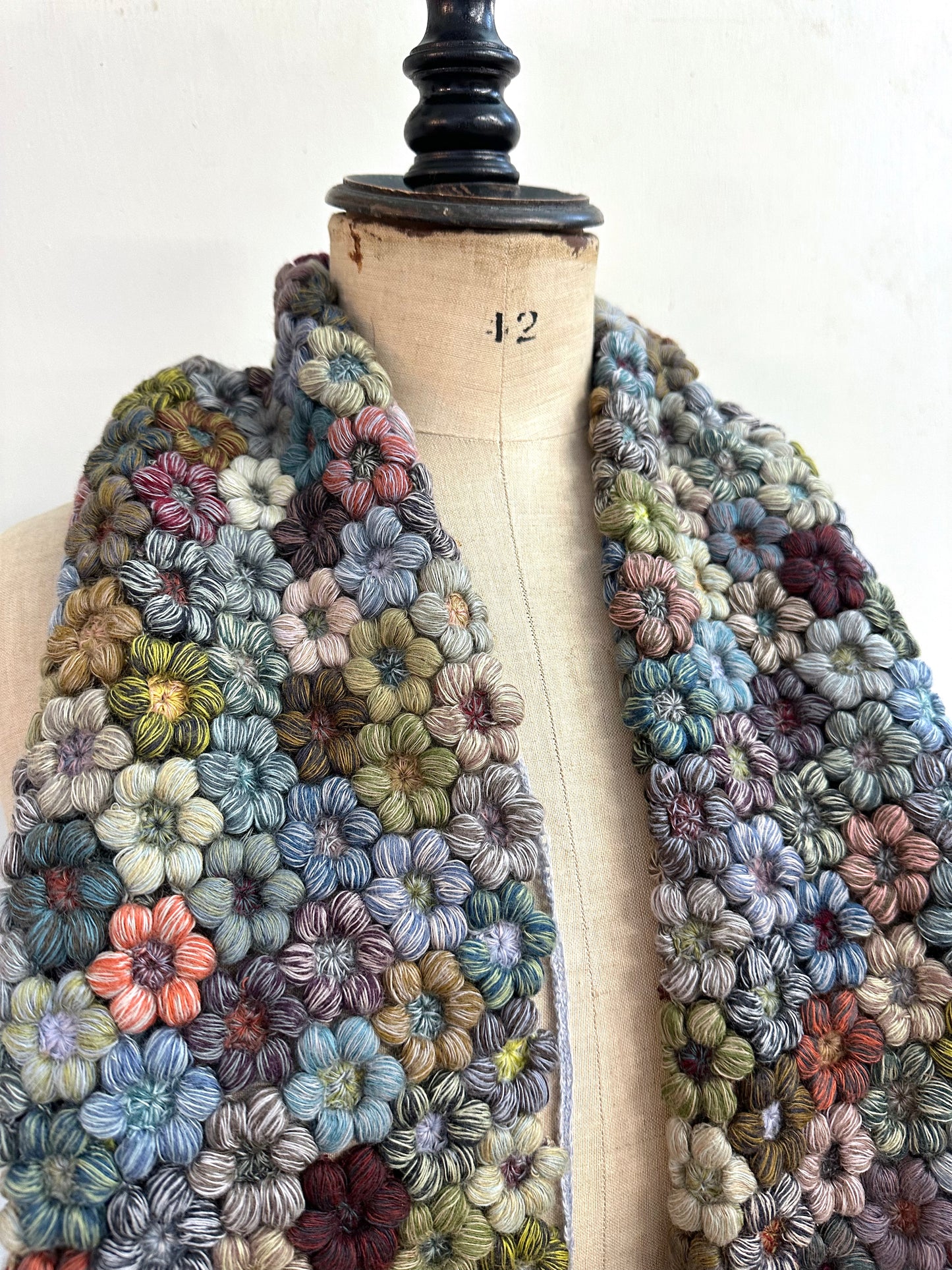 Sophie Digard Large Multi Floral Crochet Scarf