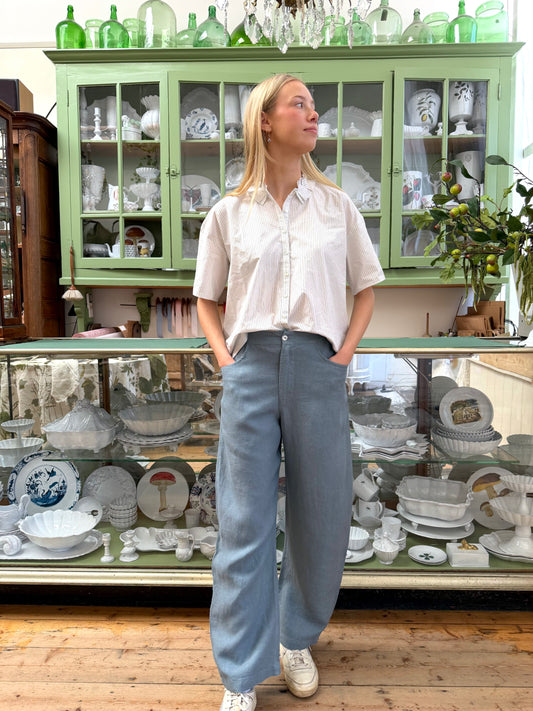 Sula Everyday Linen Twill Trousers - Blue