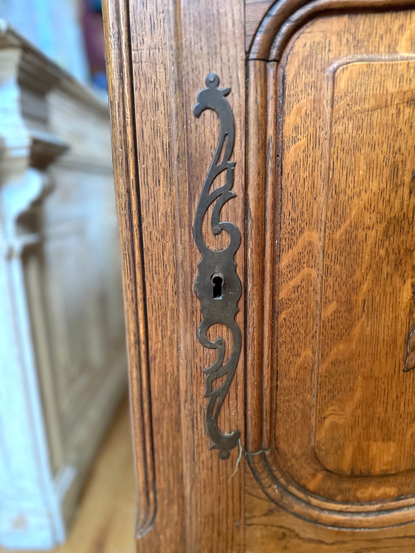 Antique French Oak Farmhouse Vitrine