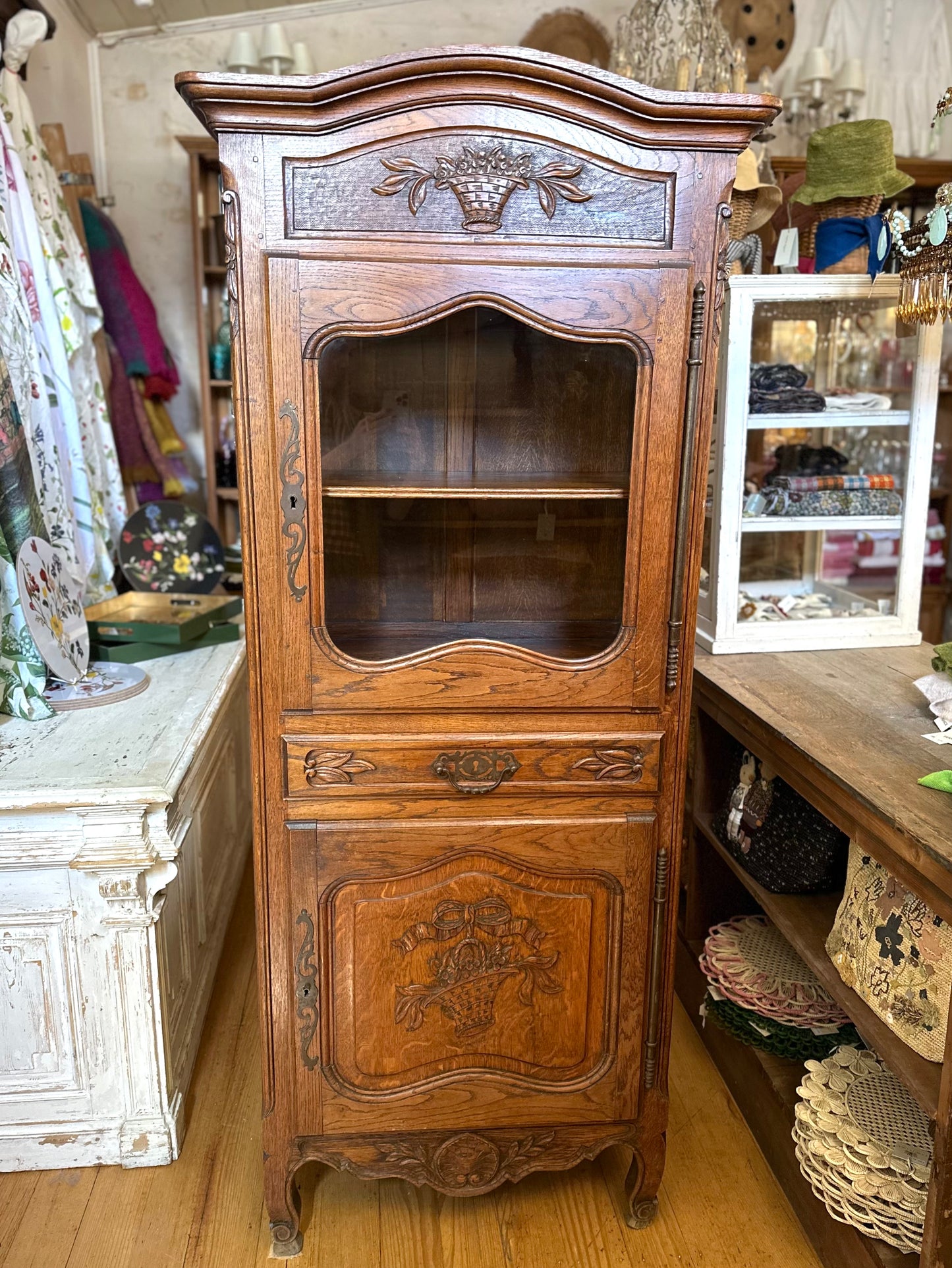 Antique French Oak Farmhouse Vitrine