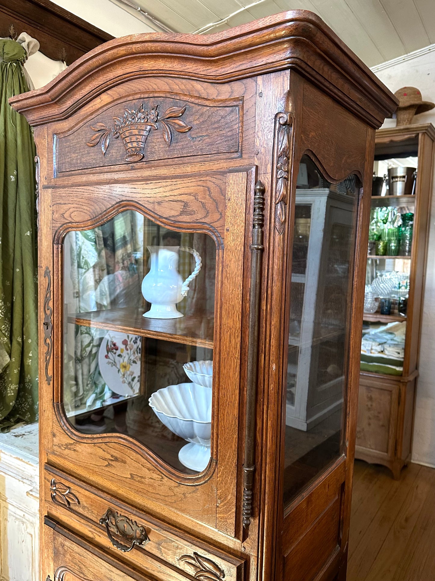 Antique French Oak Farmhouse Vitrine