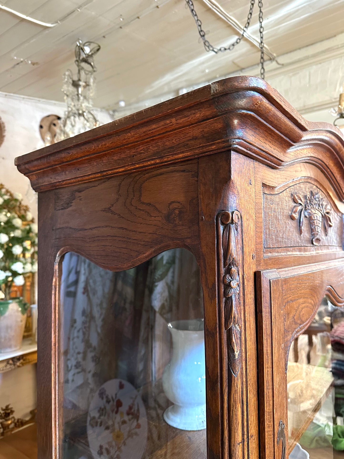 Antique French Oak Farmhouse Vitrine