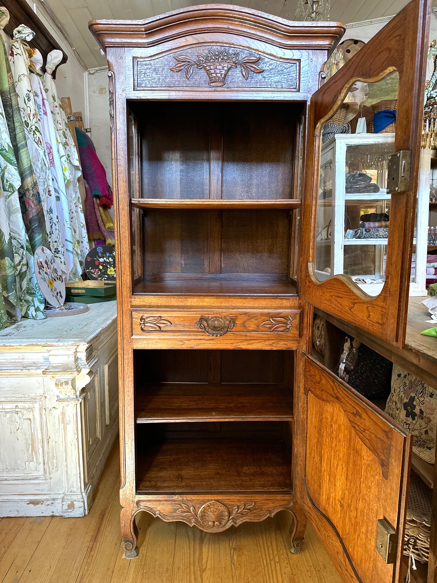 Antique French Oak Farmhouse Vitrine