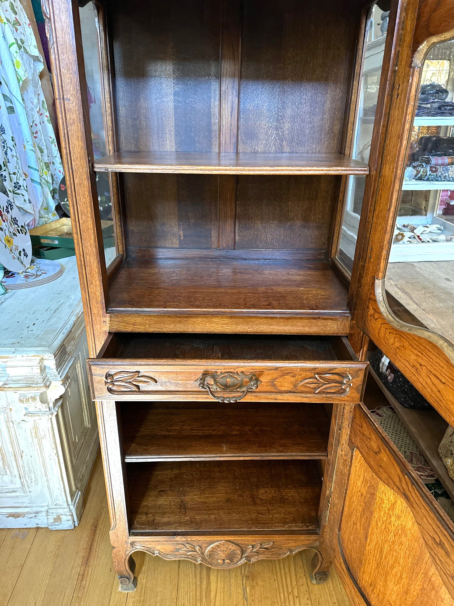 Antique French Oak Farmhouse Vitrine