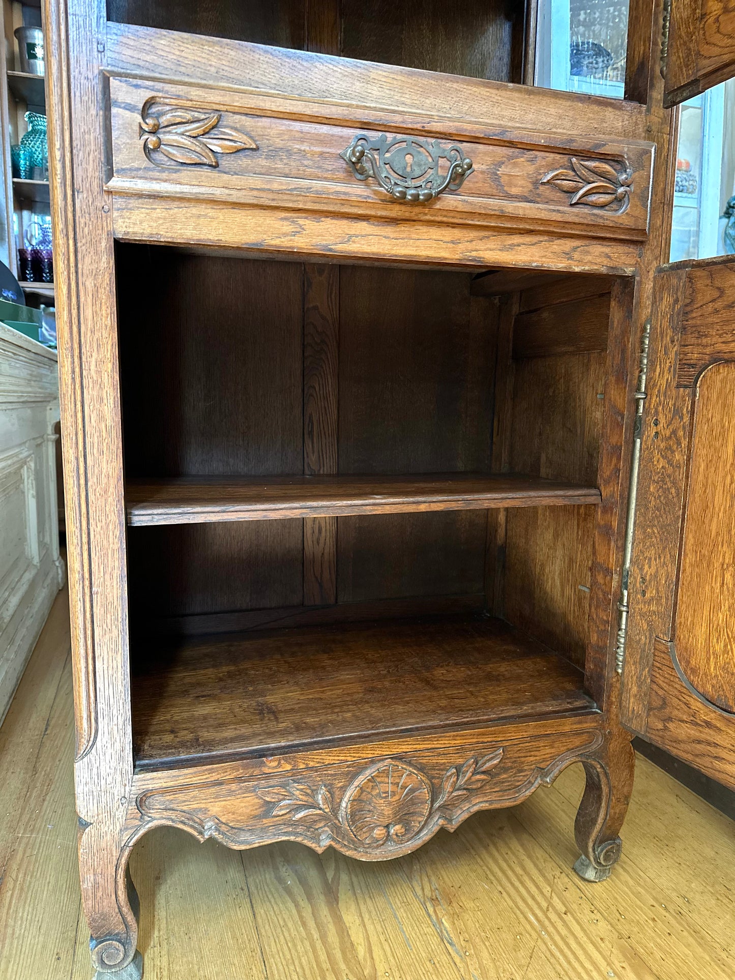 Antique French Oak Farmhouse Vitrine