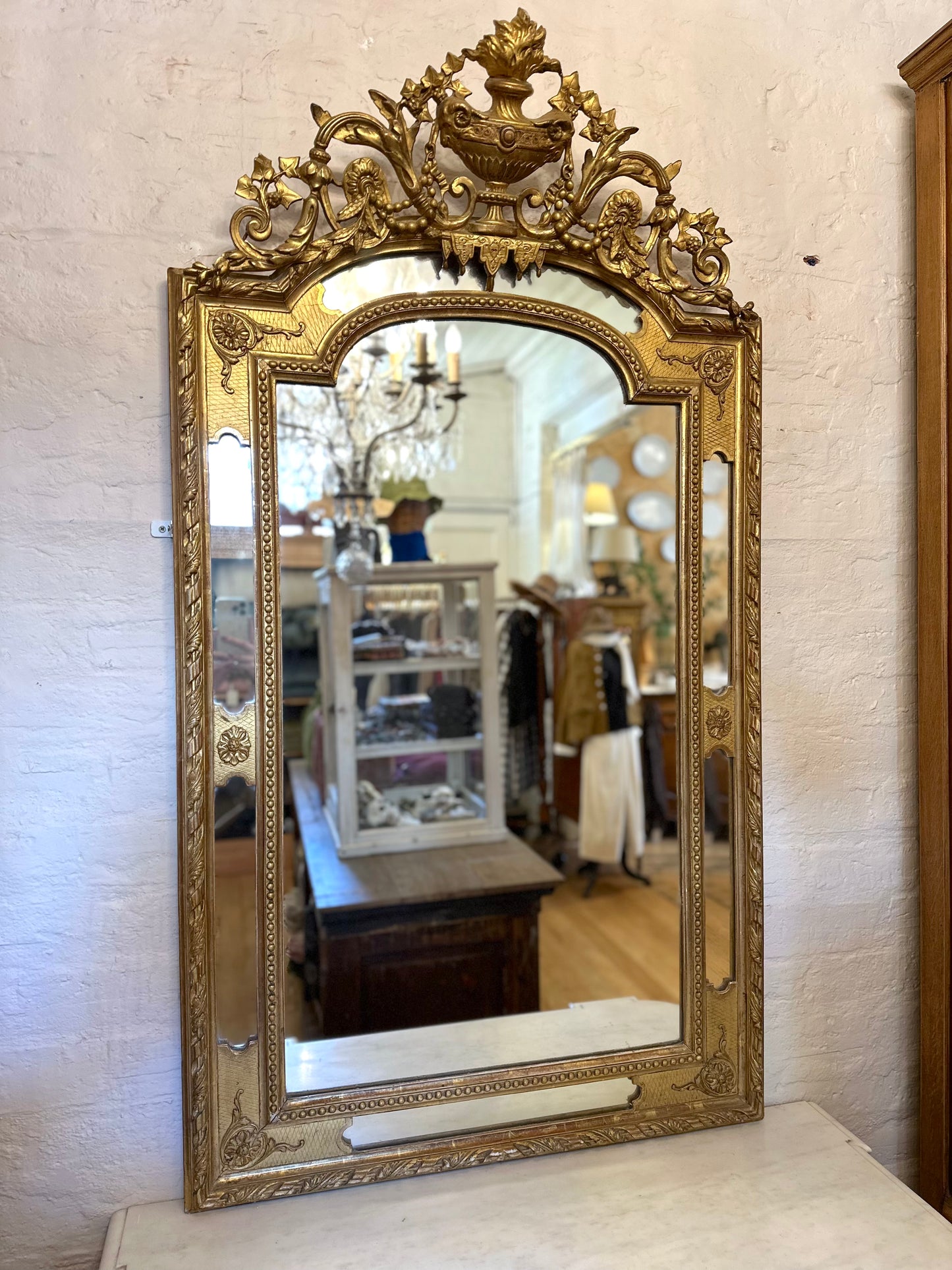 Antique French Gold Gilt Cushion Mirror