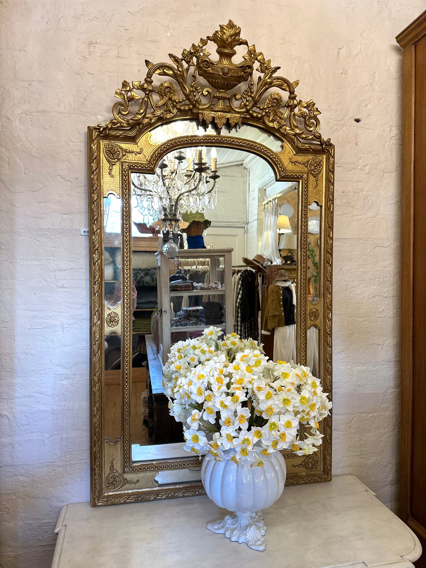 Antique French Gold Gilt Cushion Mirror