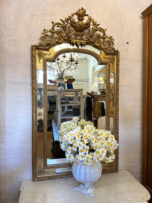 Antique French Gold Gilt Cushion Mirror