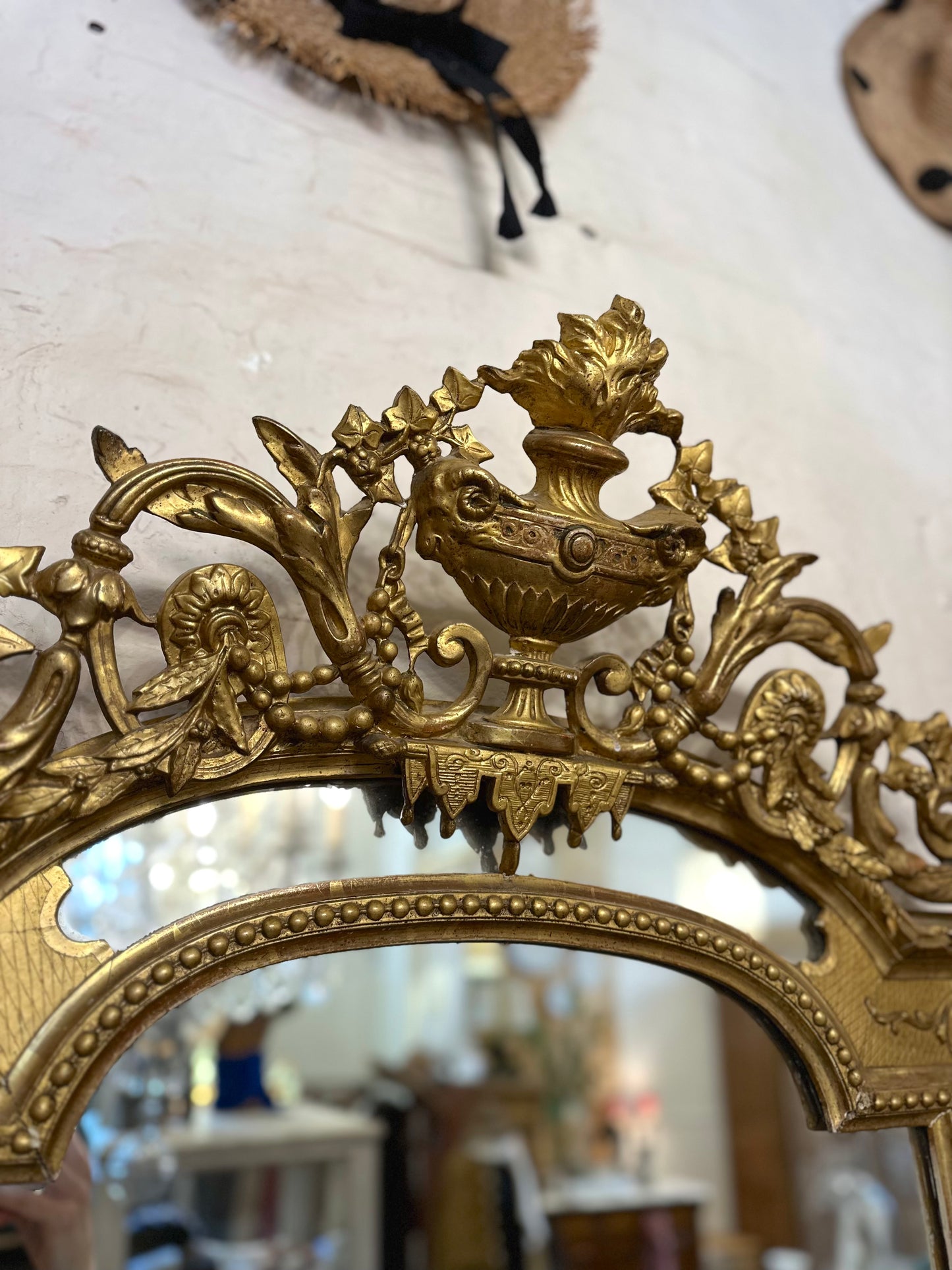 Antique French Gold Gilt Cushion Mirror