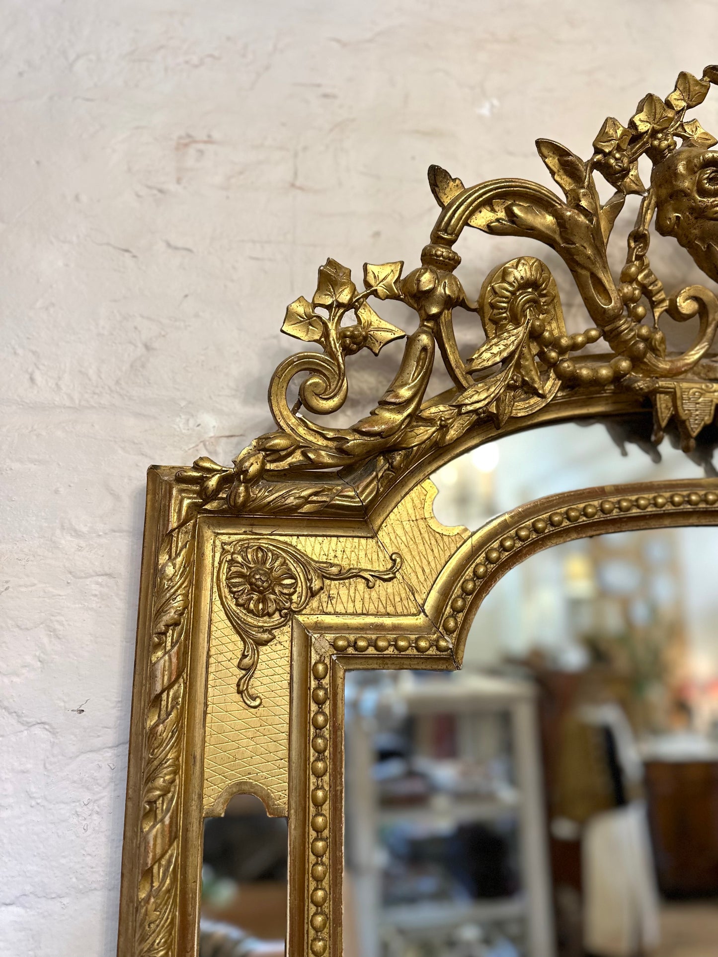 Antique French Gold Gilt Cushion Mirror