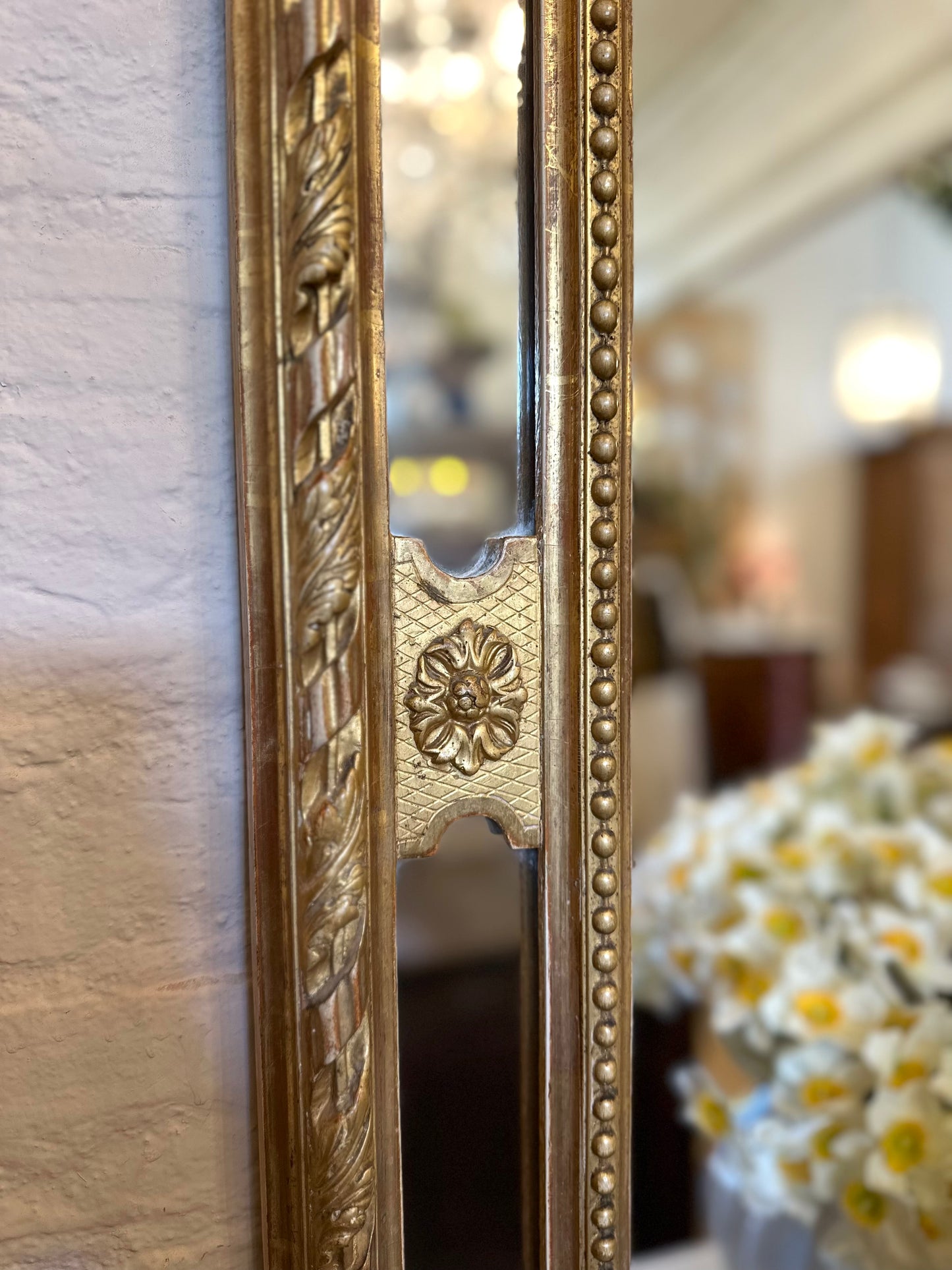 Antique French Gold Gilt Cushion Mirror