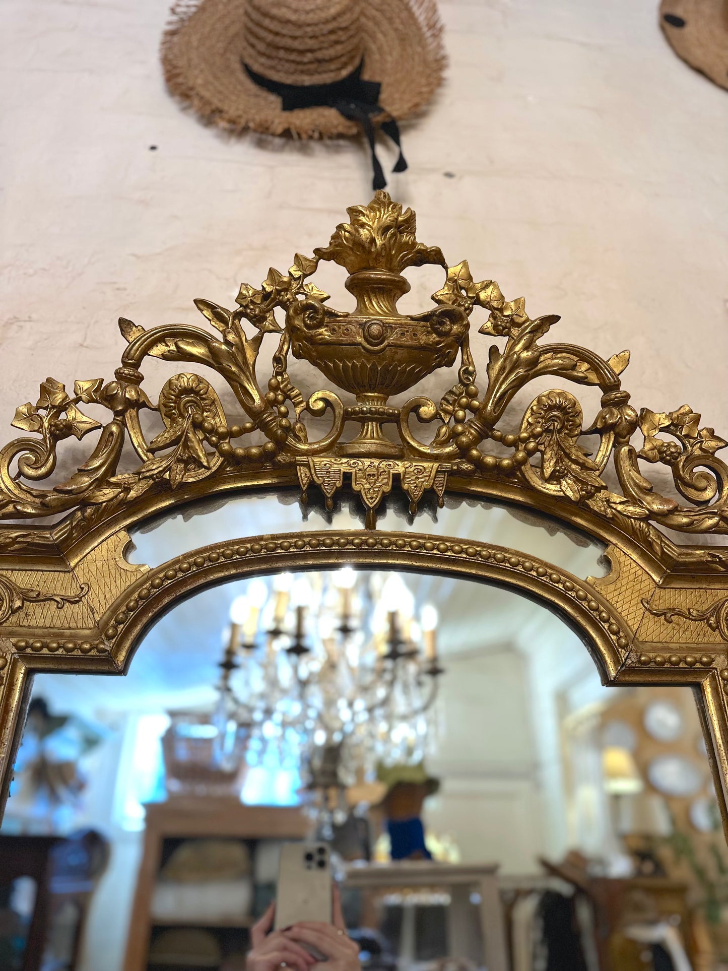 Antique French Gold Gilt Cushion Mirror