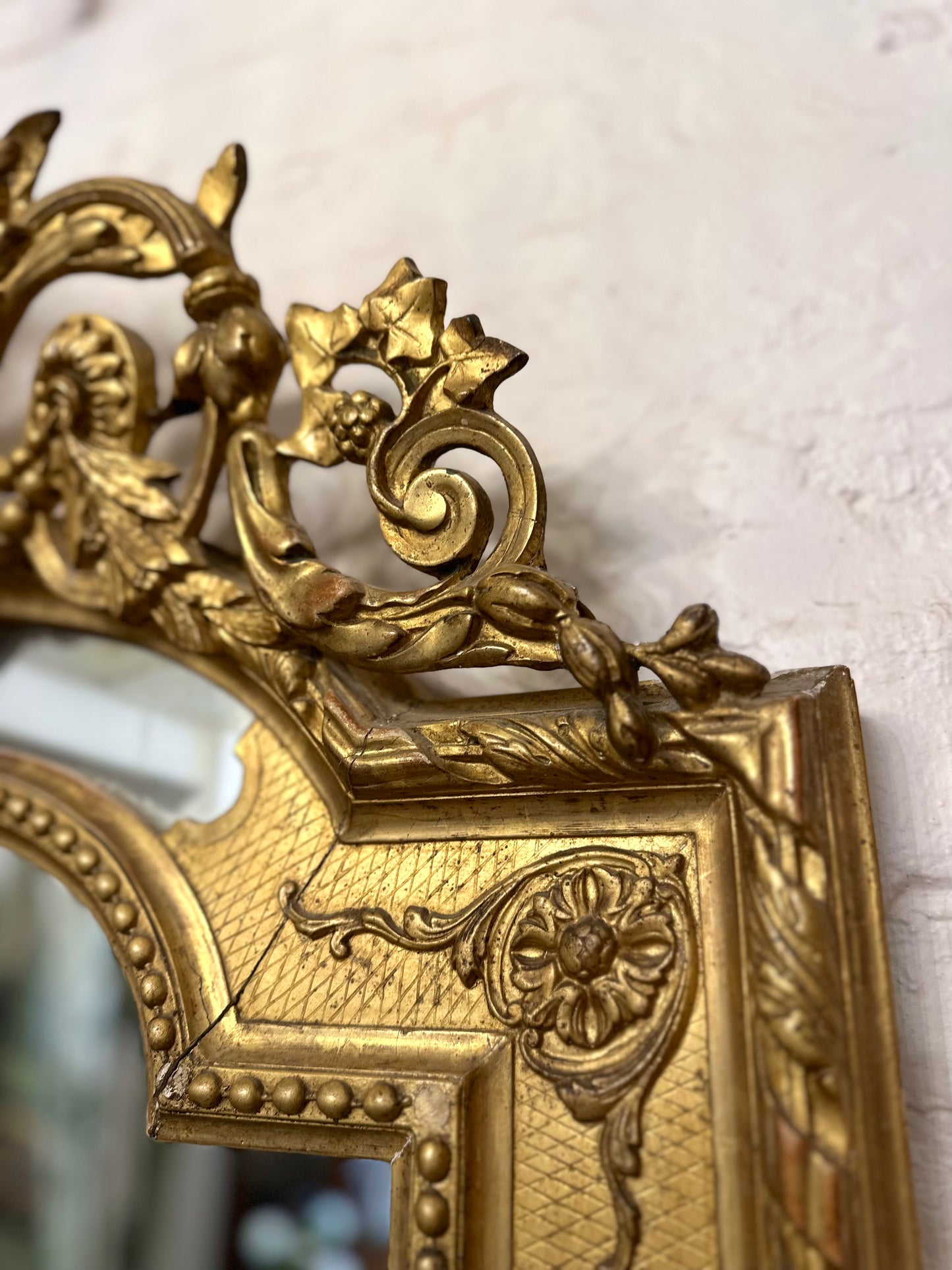 Antique French Gold Gilt Cushion Mirror