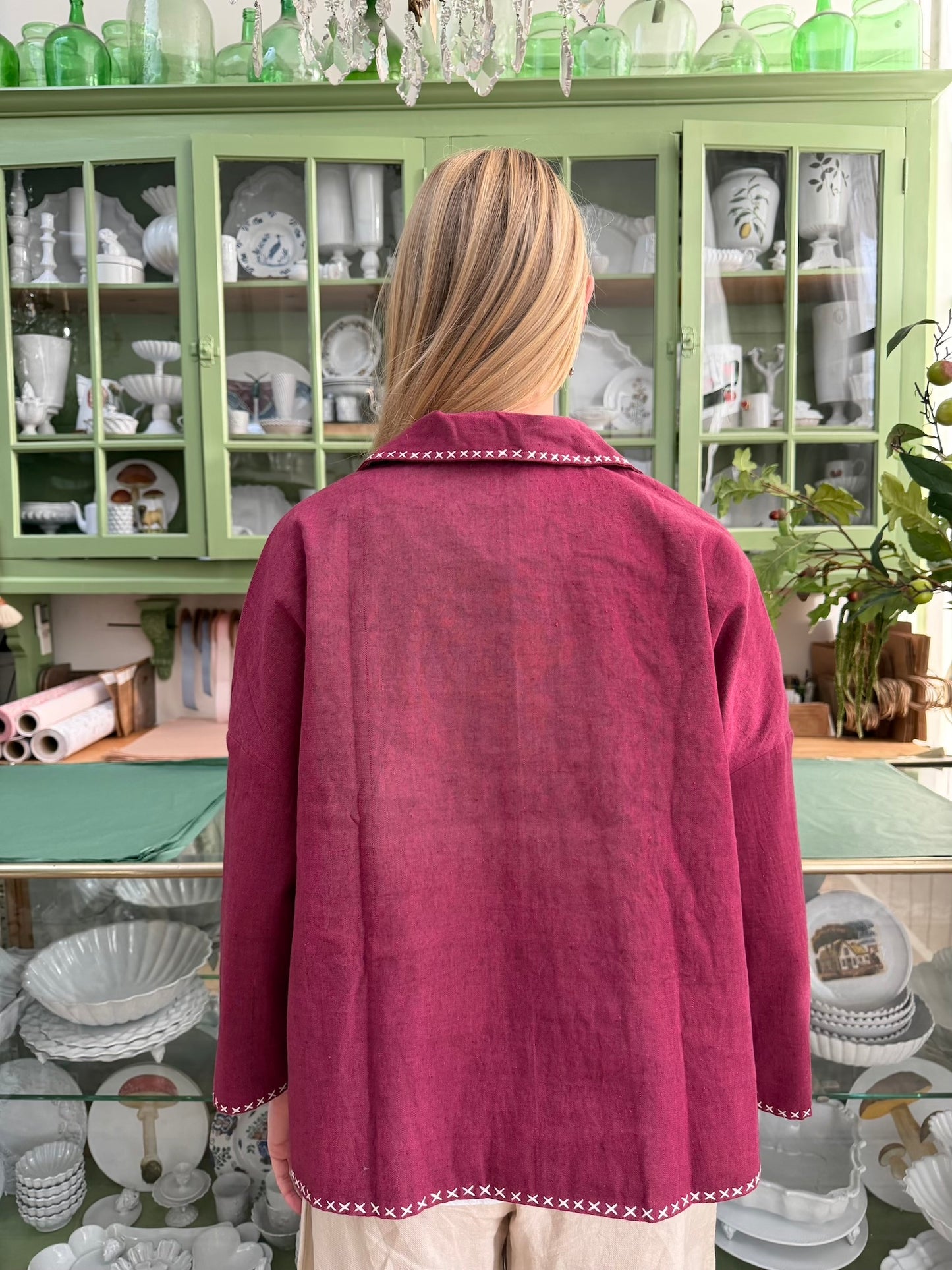 Runaway Bicycle Jacket With Contrast Stitching - Berry