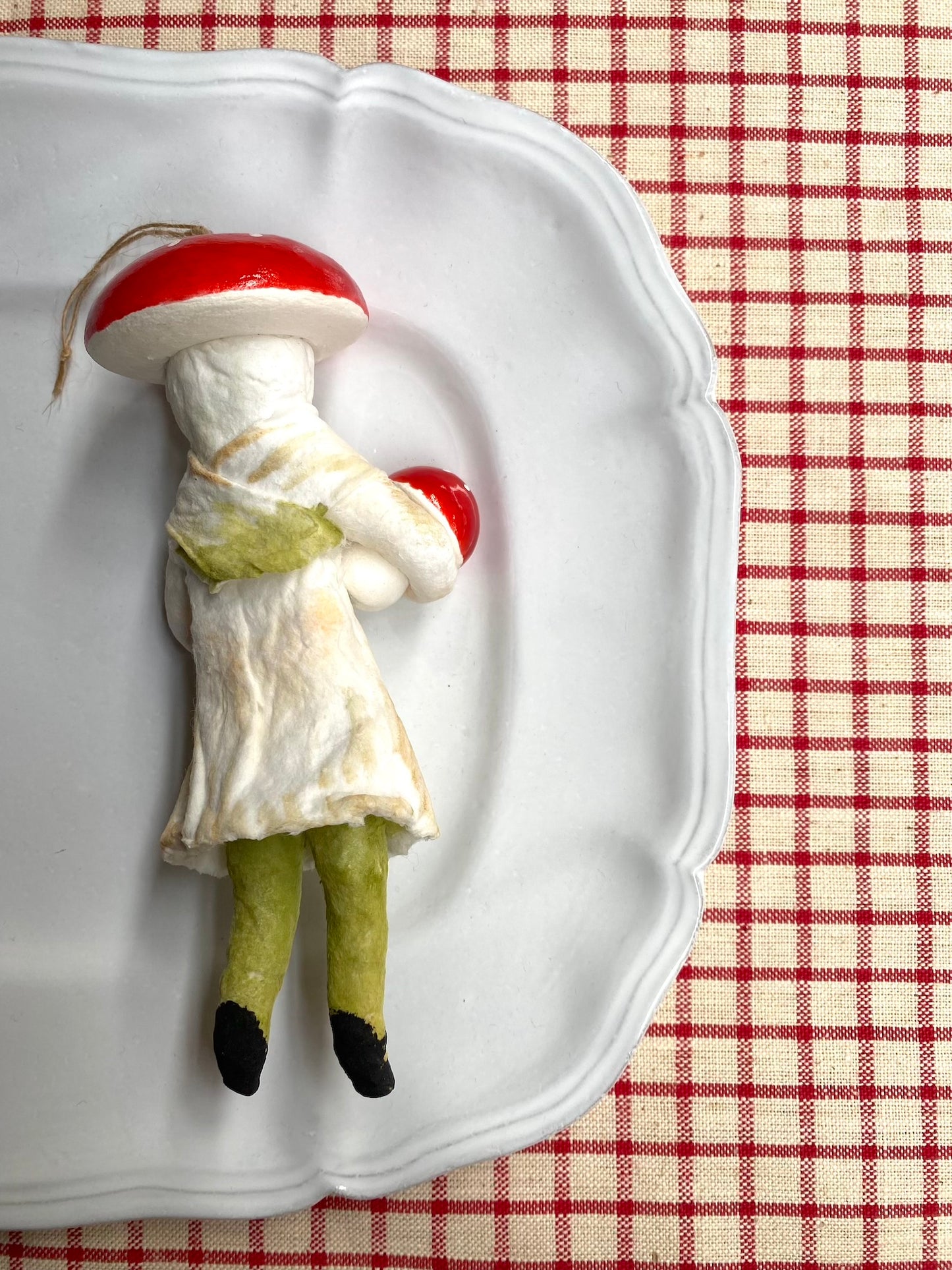 Spun Cotton Mushroom Girl Doll - Nostalgic German Christmas Ornament