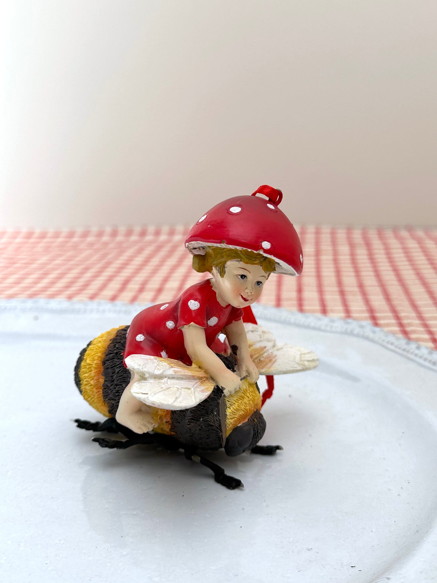 Mushroom Girls On Bee And Butterfly - Christmas Ornament Sets