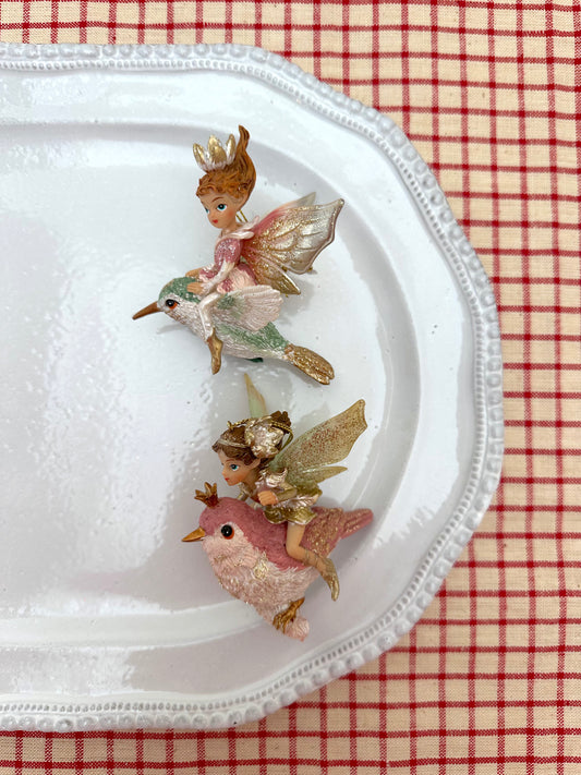 Pastel Fairy Bird Riders - Christmas Ornament Sets