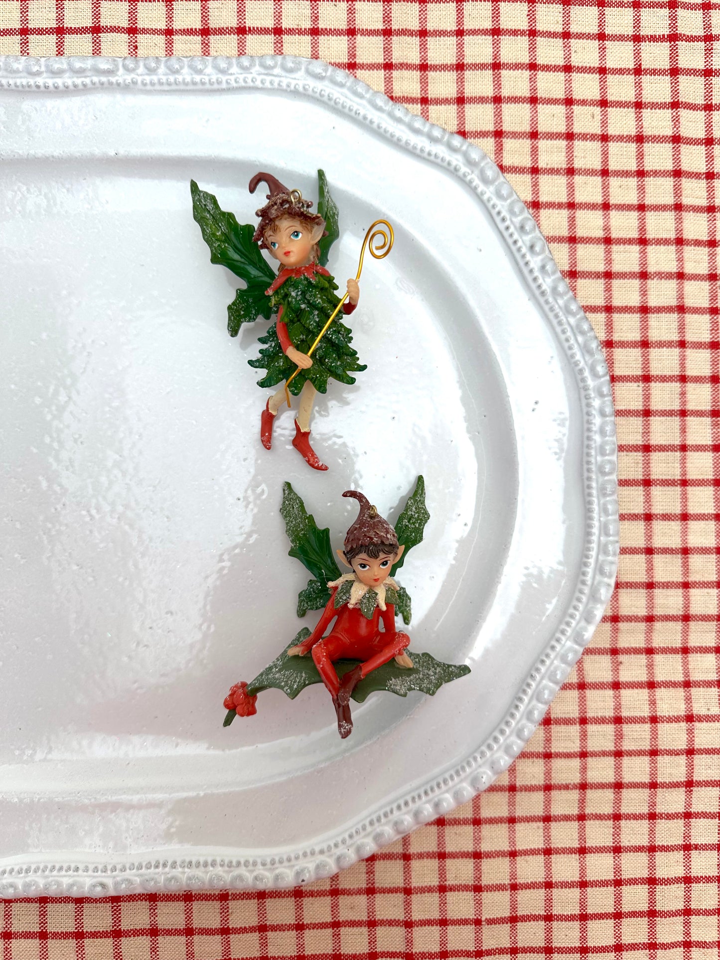 Red and Green Christmas Elves - Christmas Ornament Sets
