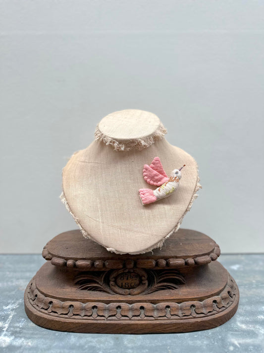 Sophie Digard Crochet Flying Pink Bird Brooch