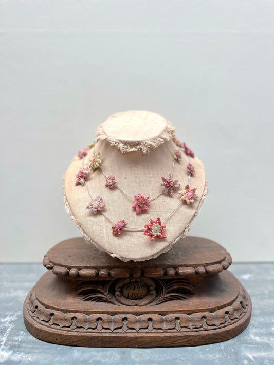 Sophie Digard Pastel Pink Daisy Long Linen Necklace