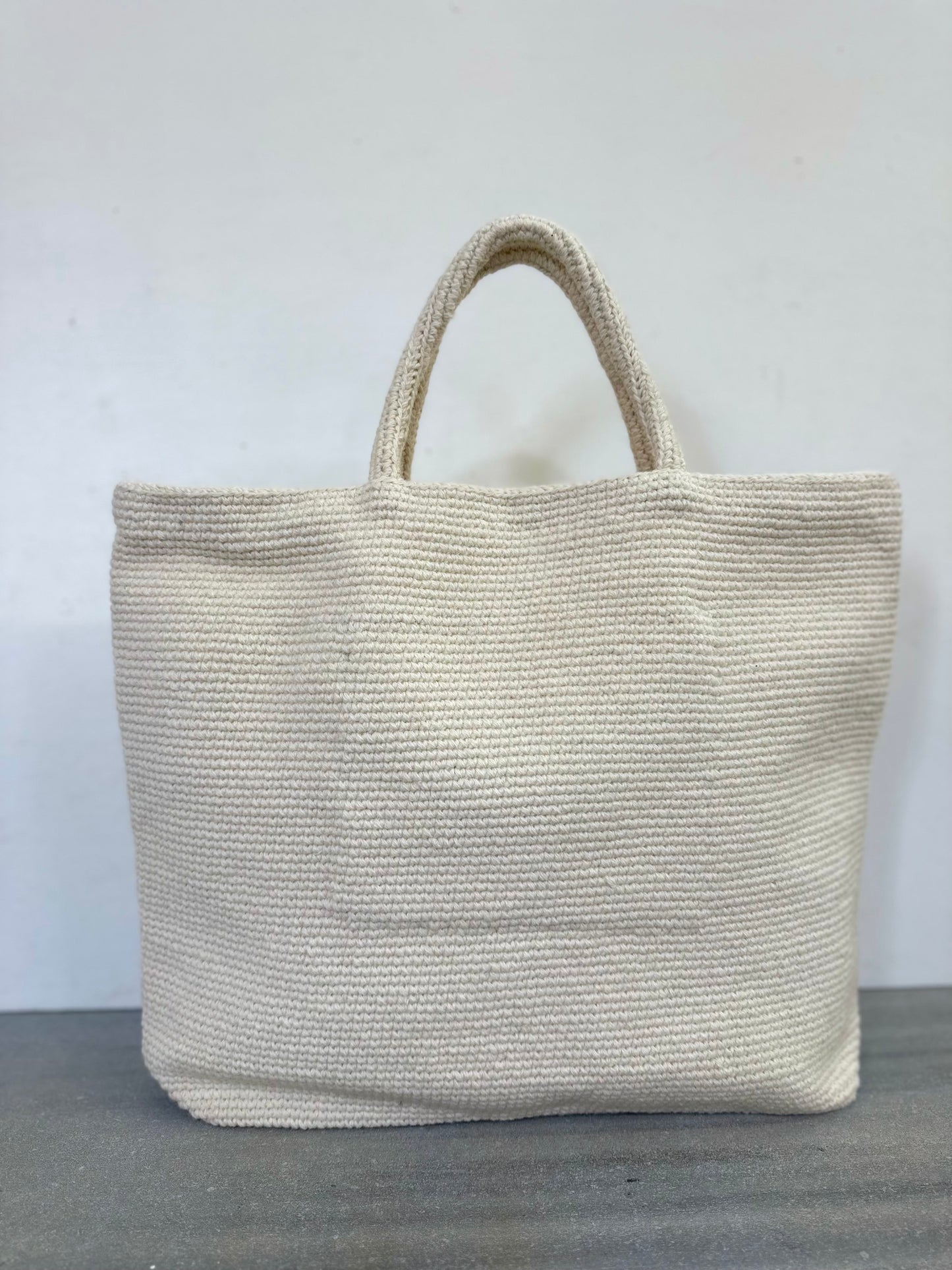 Sophie Digard Crochet Cream Wool Bag With Spring Flowers