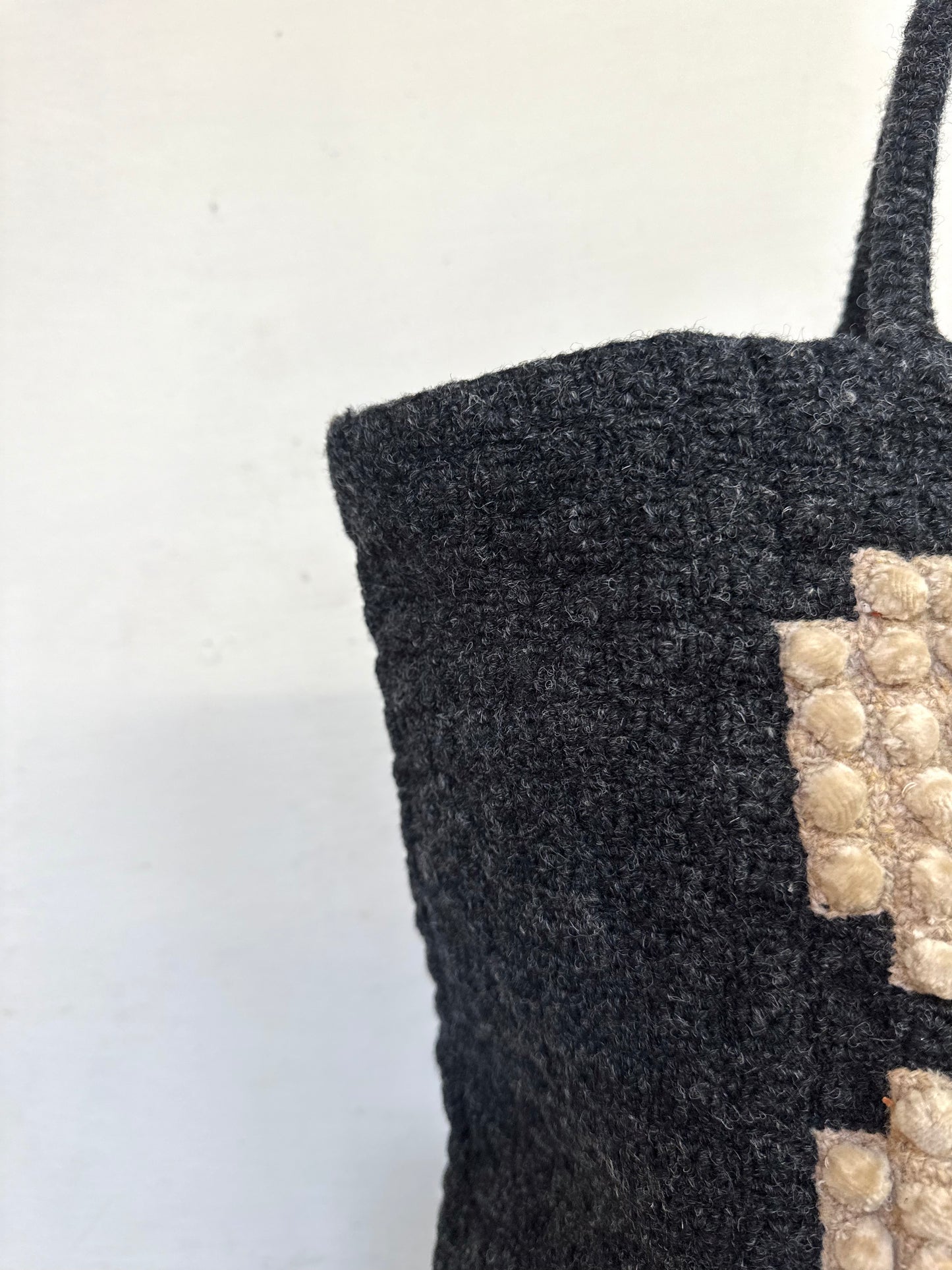 Sophie Digard Graphite Crochet Wool Bag With Velvet Bobble Flower