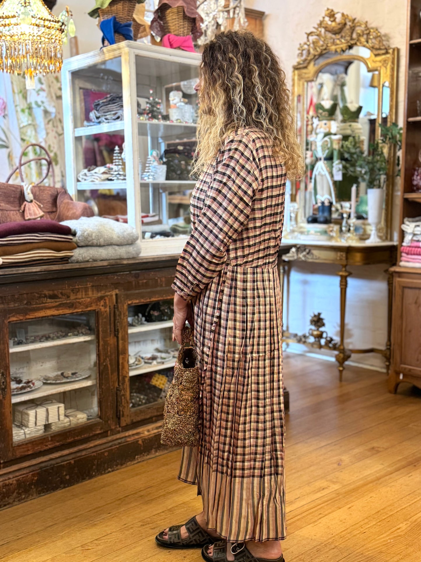 Runaway Bicycle Red Check Dress With Tie Waistband